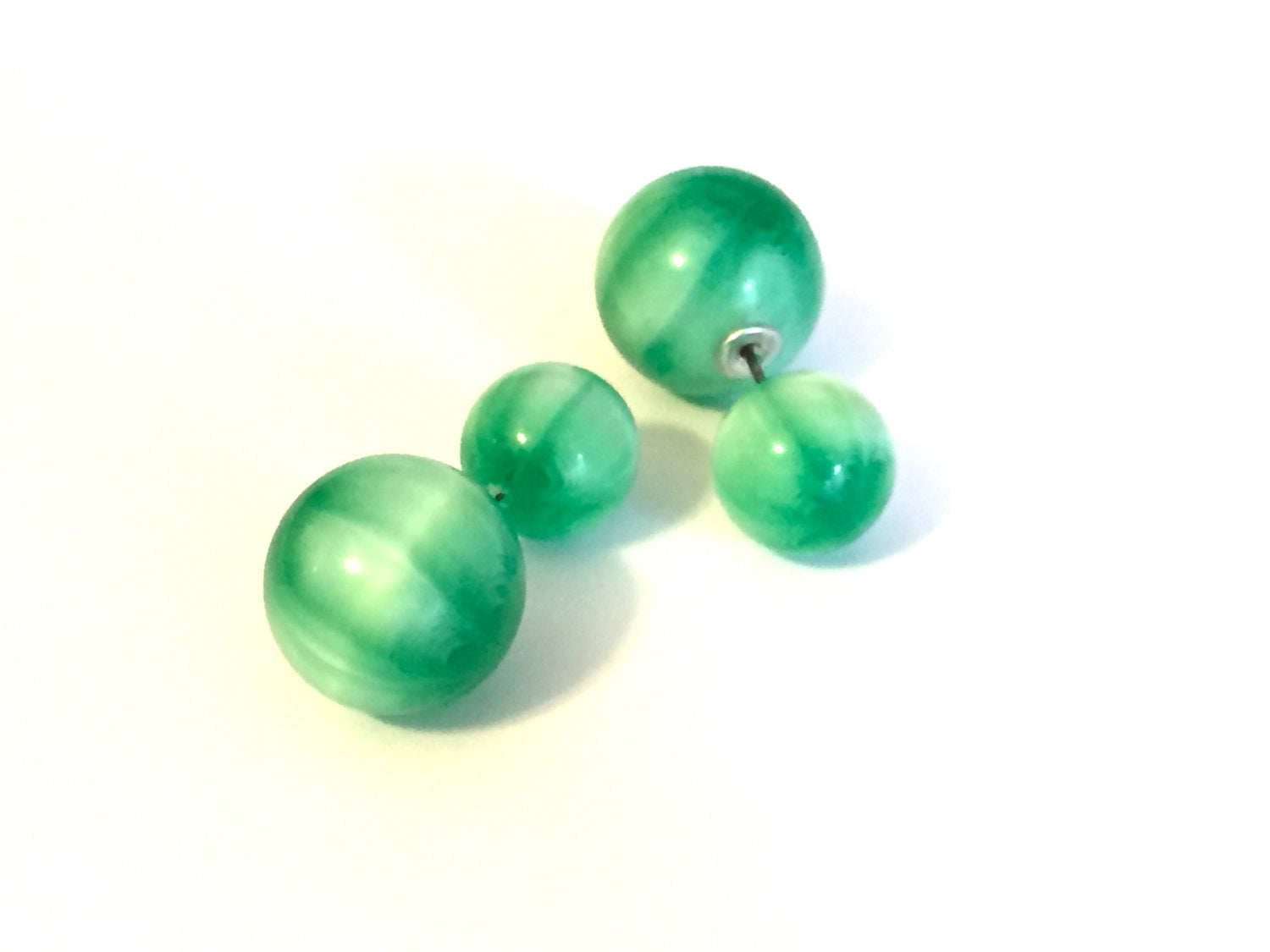green double earrings