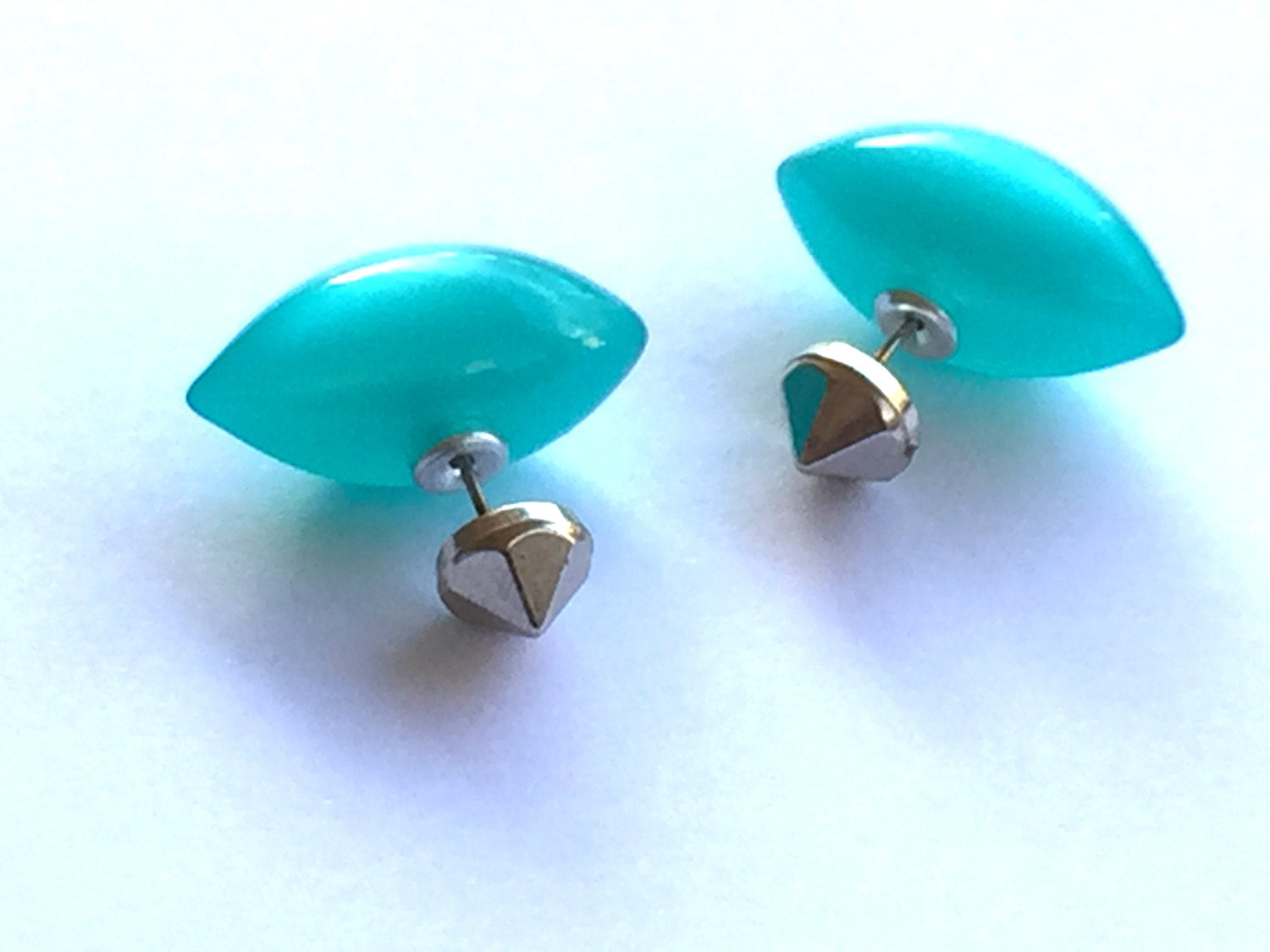 teal pewter studs