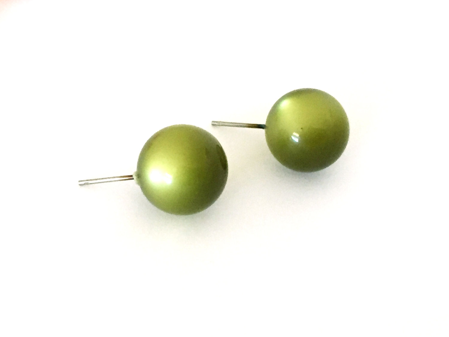 olive green stud earrings