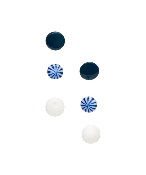 black white blue tiny studs