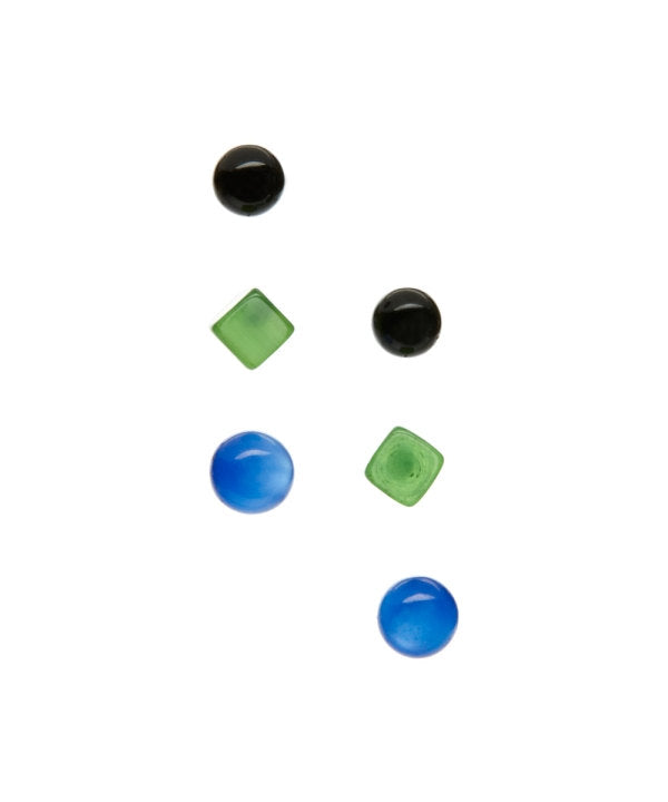 tiny studs green black blue
