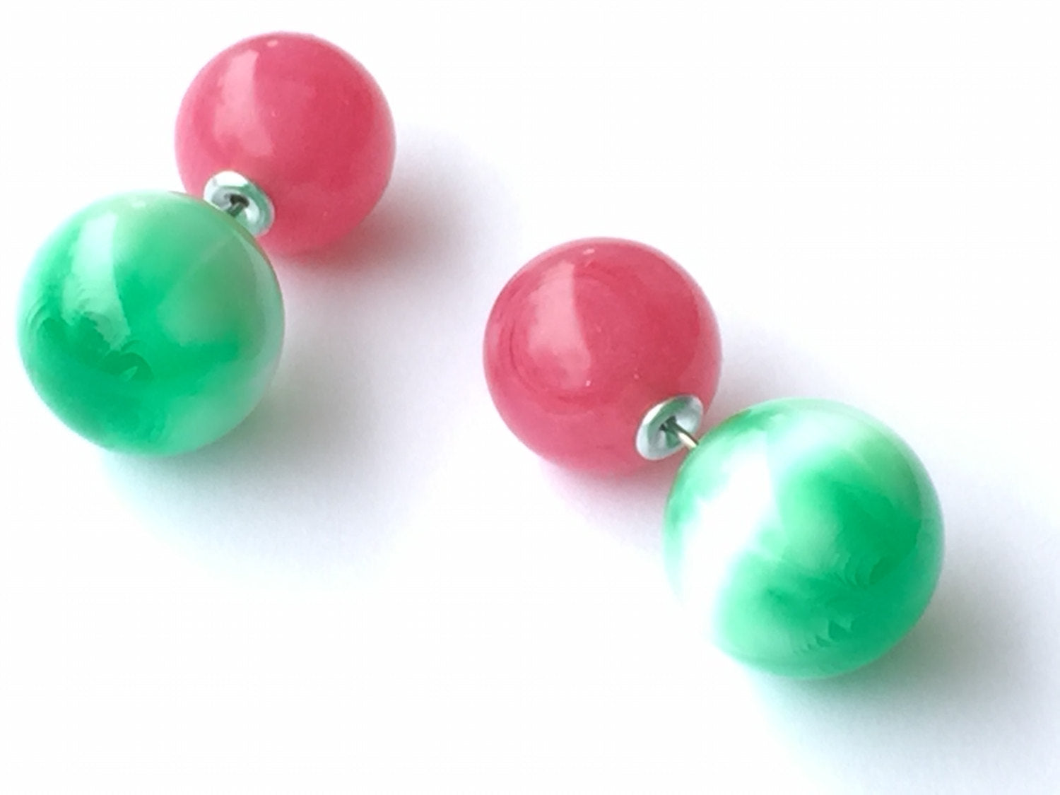 green moonglow double earrings