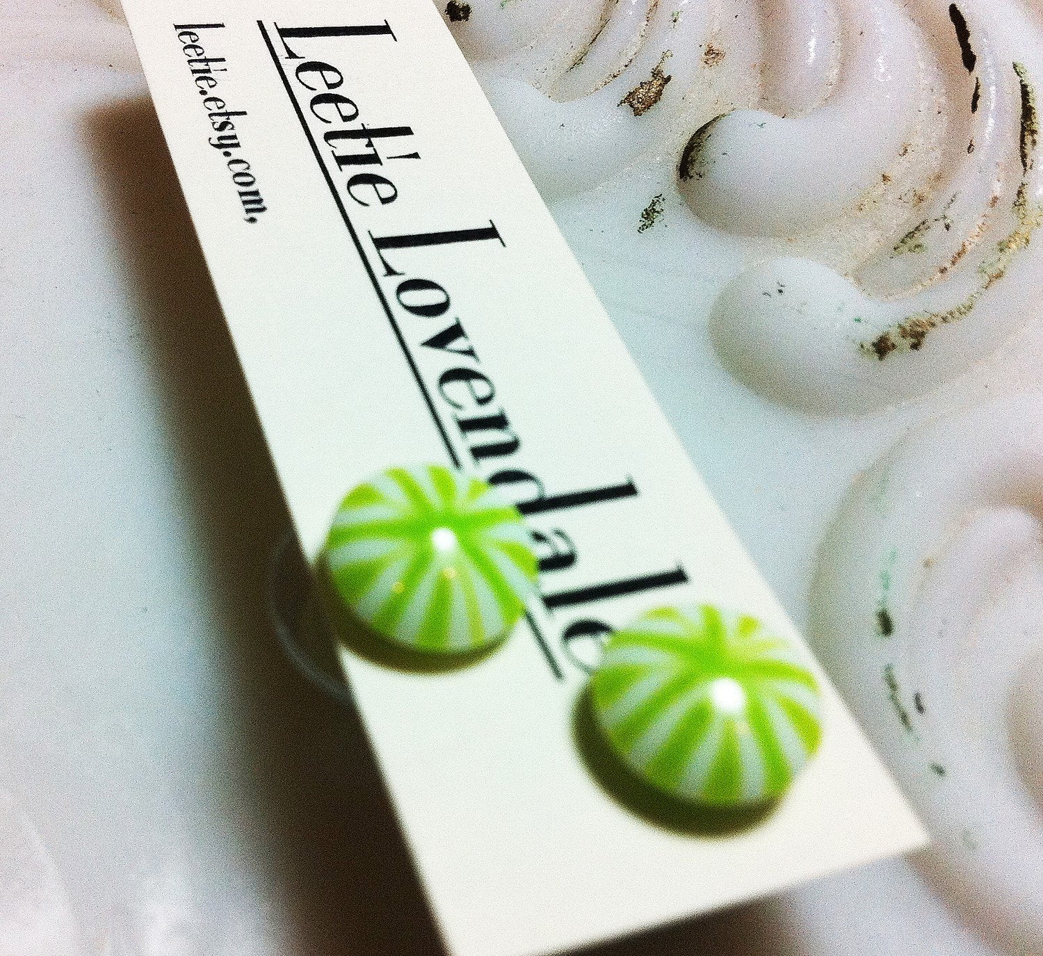 tiny lime stripe studs