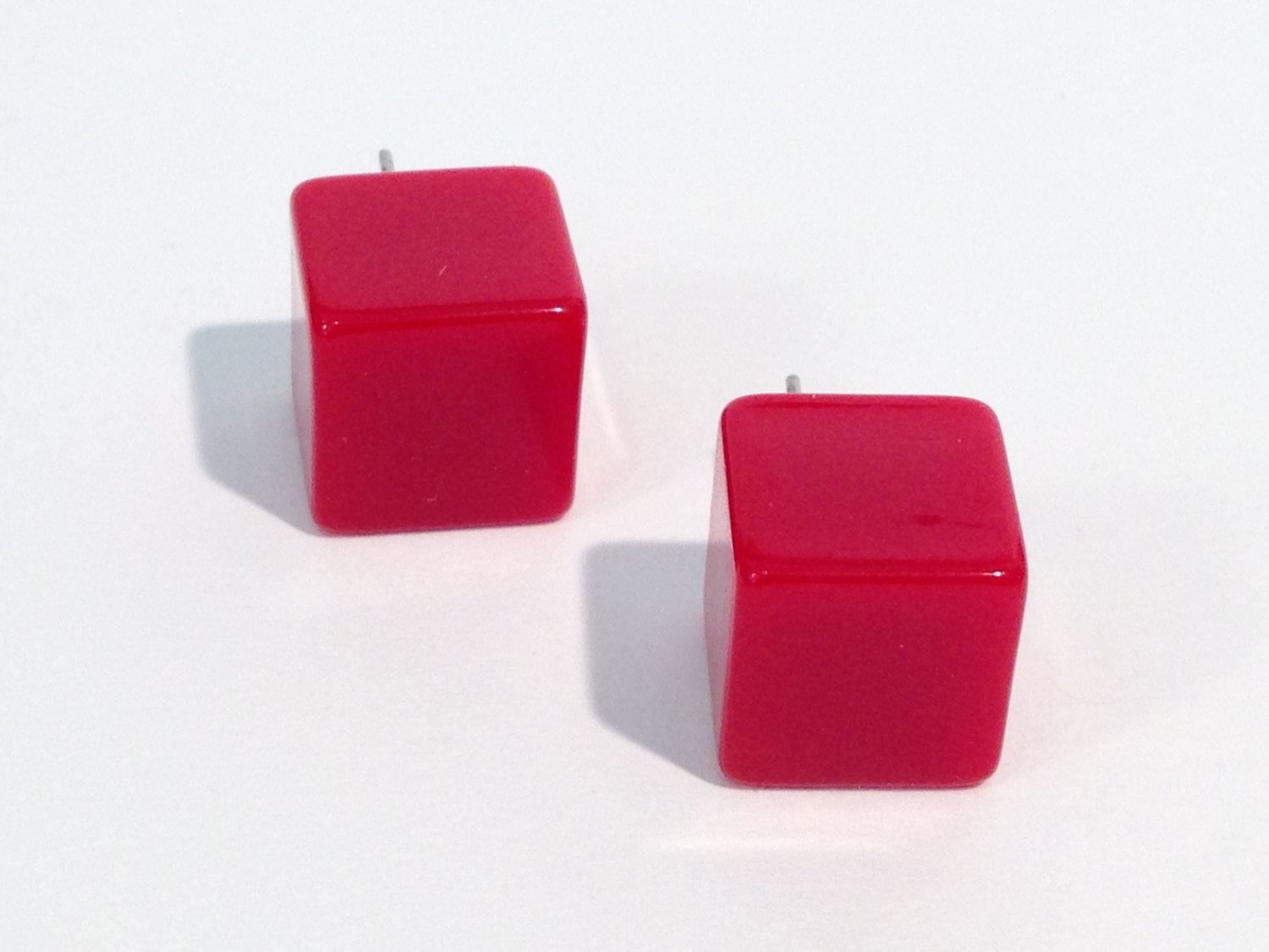 cherry red square studs