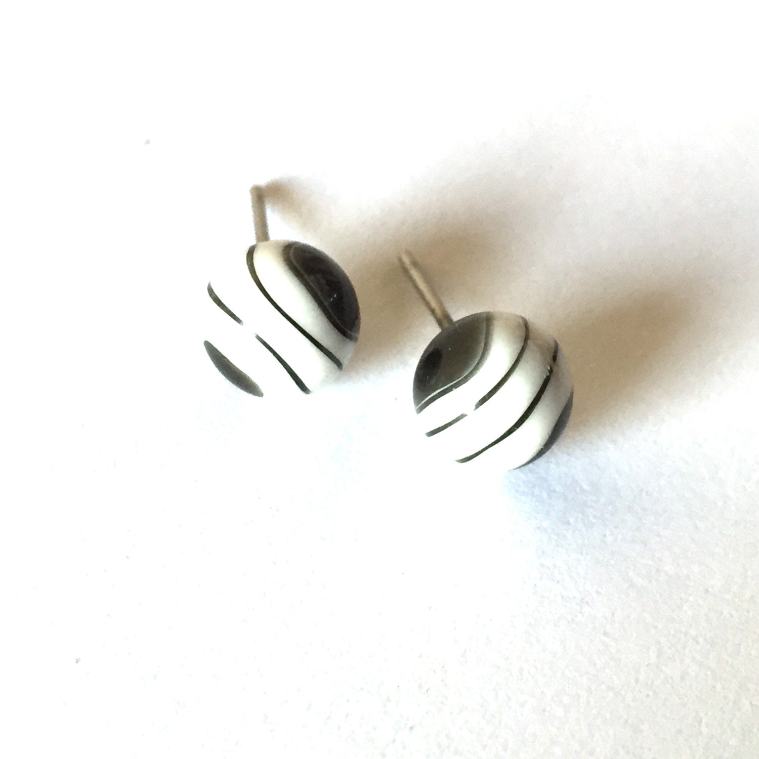 black white stud earrings