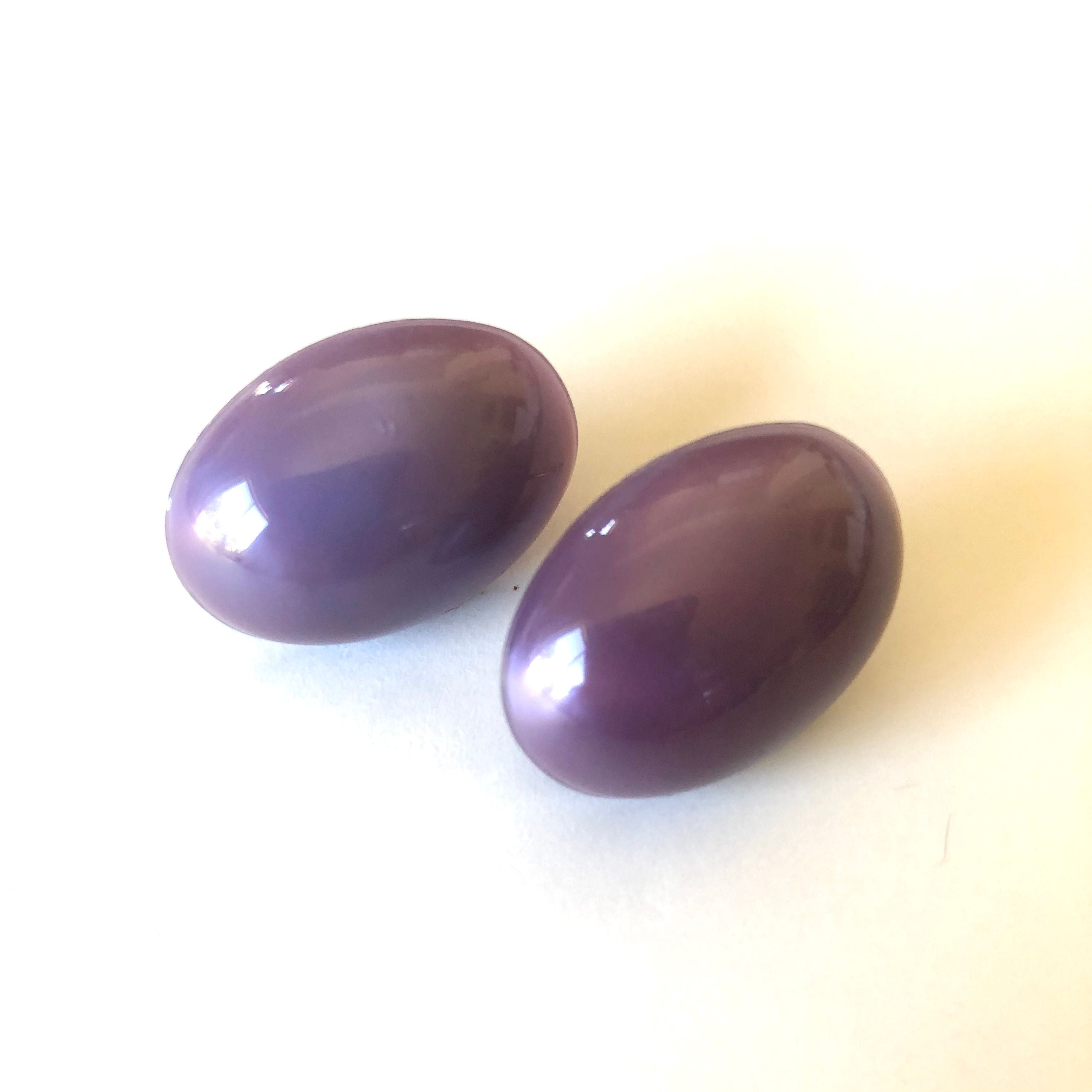 Deep Purple Aura Glow Oval Stud Earrings