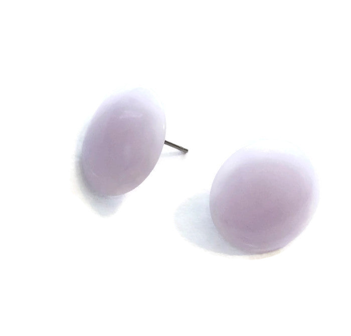 Lavender Matte Marbled Disc Stud Earrings