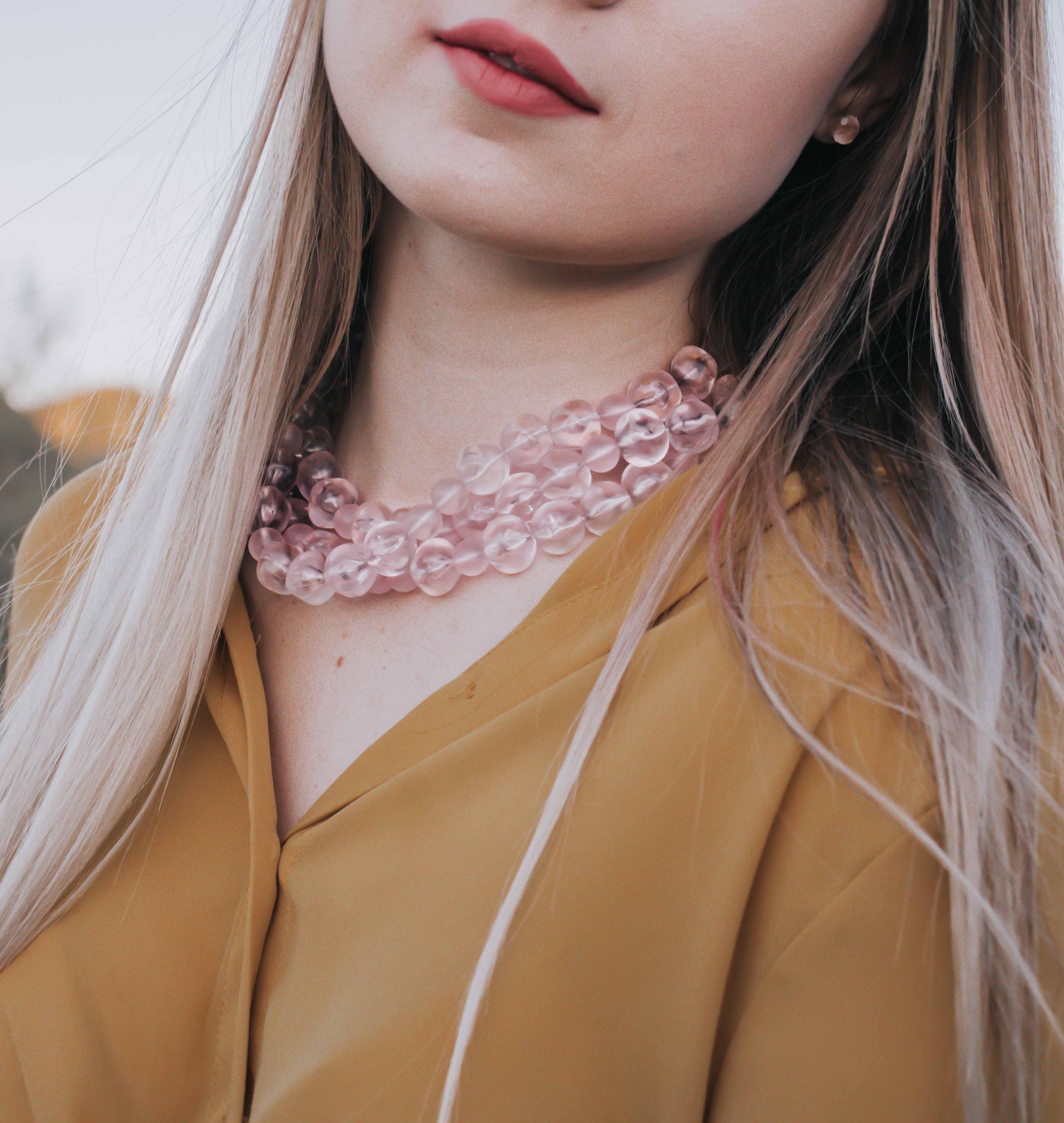 light pink statement necklace