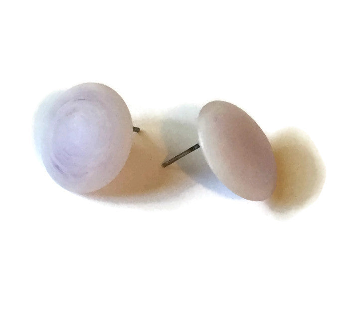 Lavender Matte Marbled Disc Stud Earrings