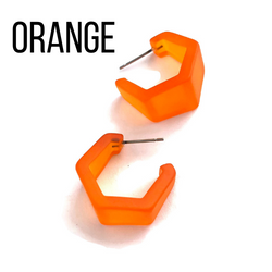 Hexagon Geo Frosted Hoop Earrings