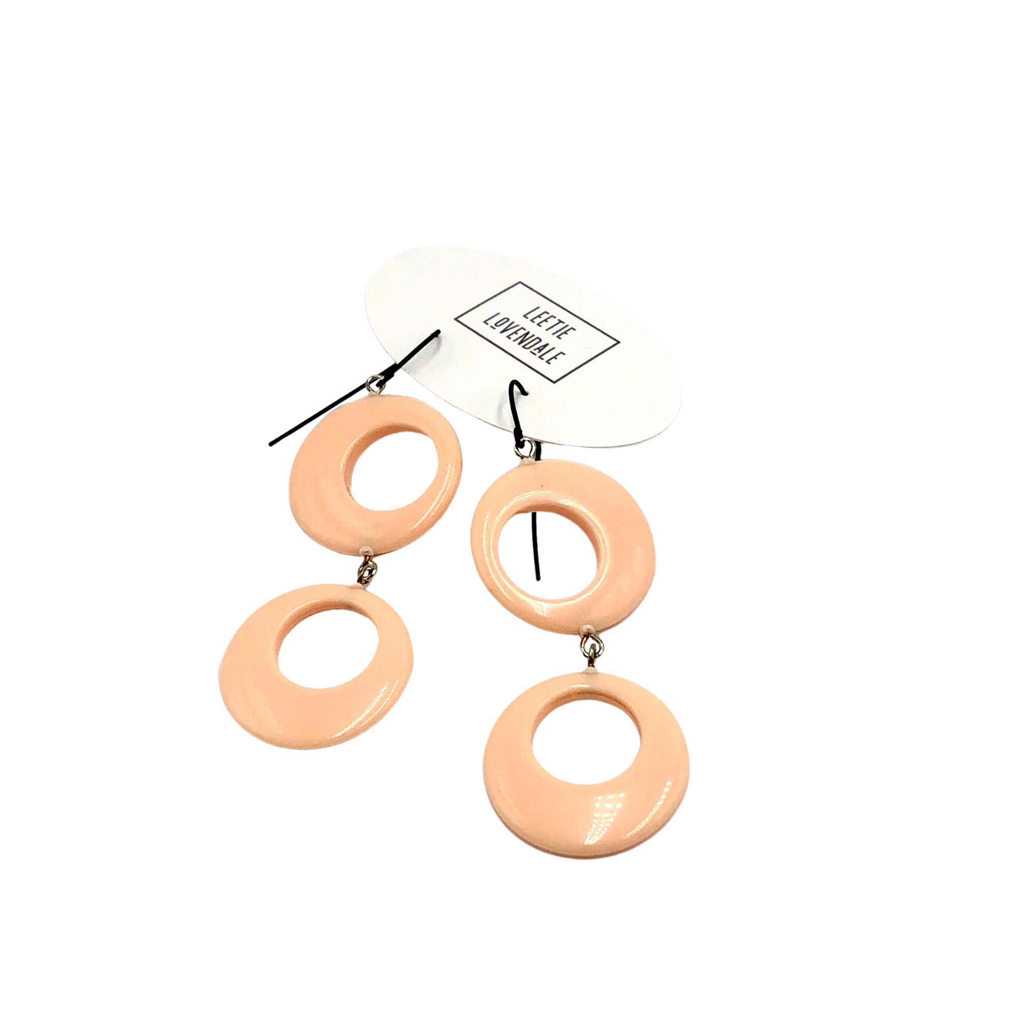 peach deco earrings