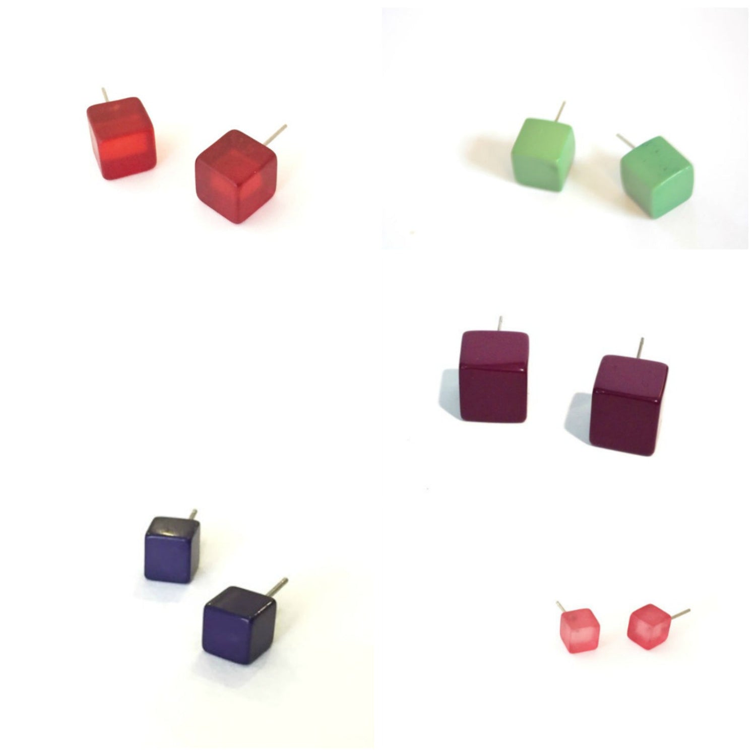 square stud earrings collection
