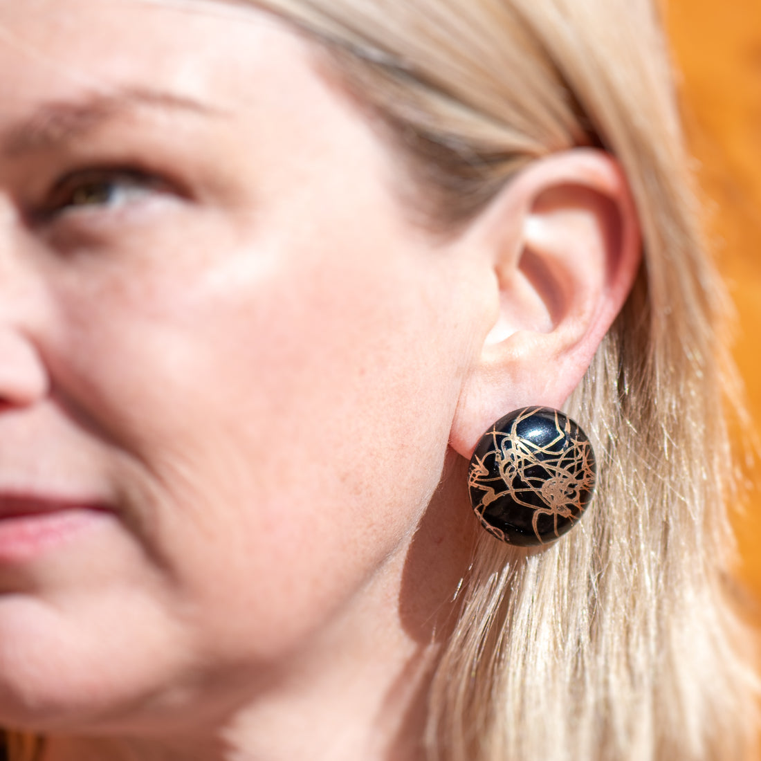 Metallic Splattered Paint Large Retro Button Stud