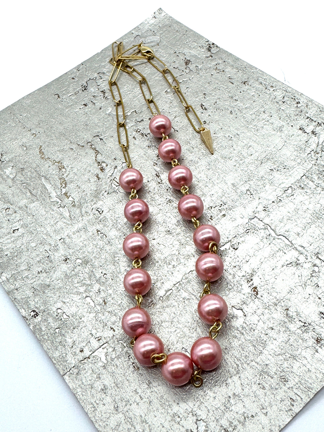 Pink Pearls For The Girls Half Chain Necklace