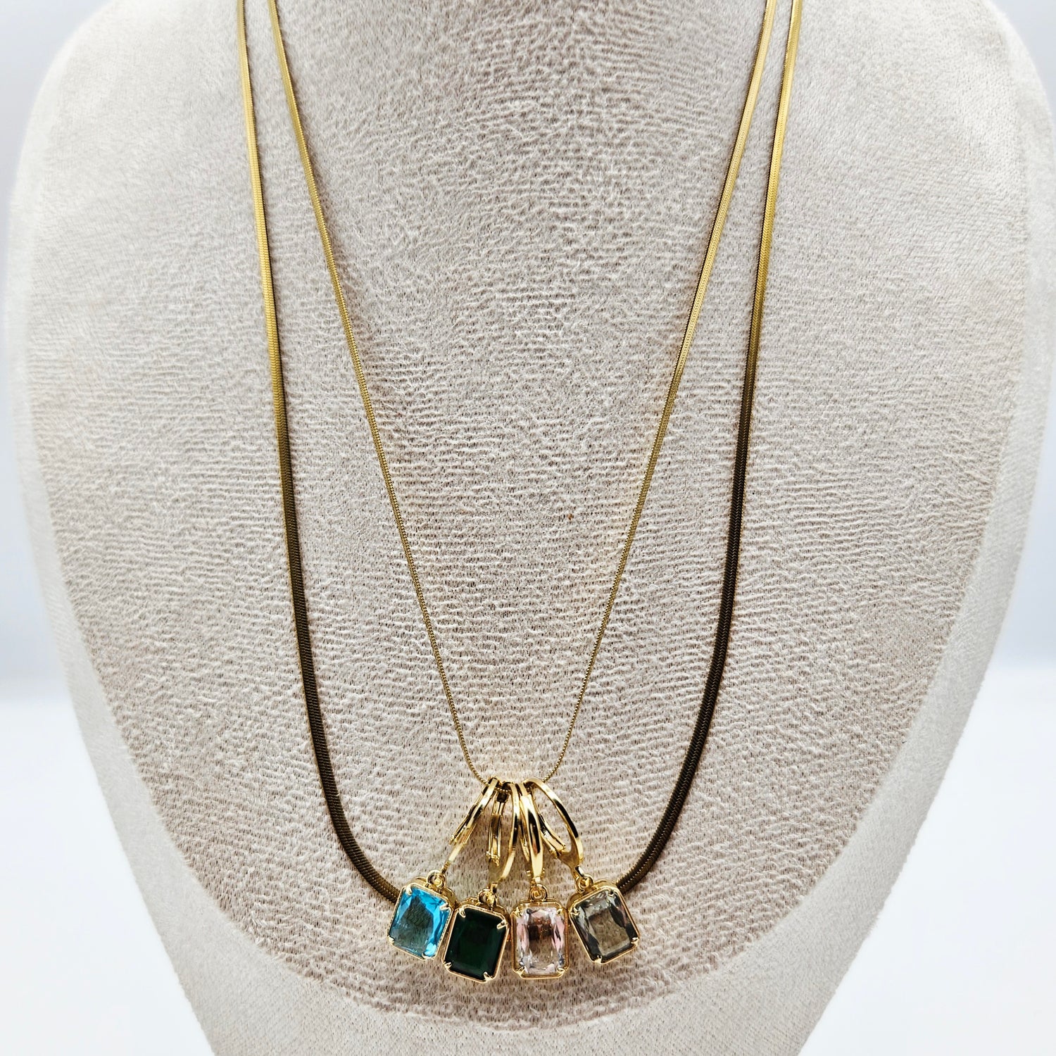 Interchangeable Glass Charm Party - Necklace &amp; Earrings