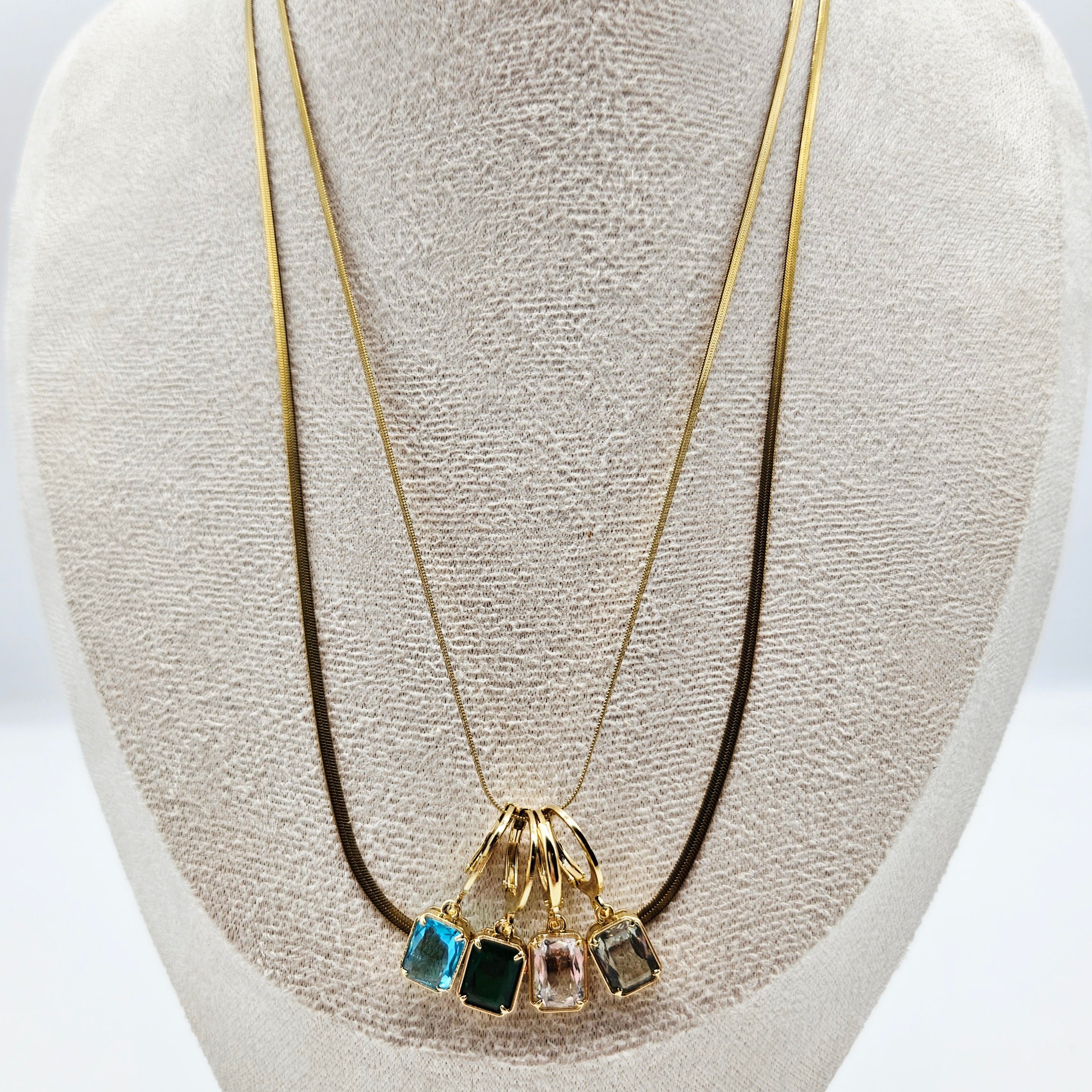 Interchangeable Glass Charm Party - Necklace &amp; Earrings