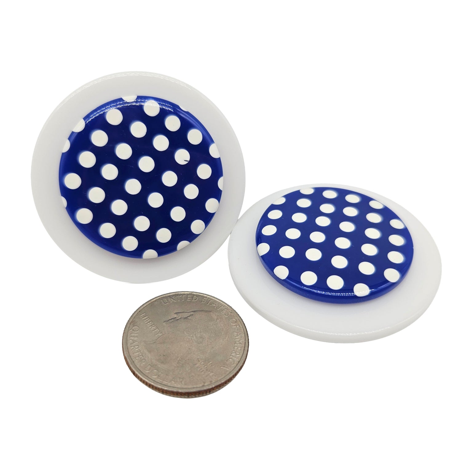 Vintage Archives: Blue Polka Dot Clip-On Earrings