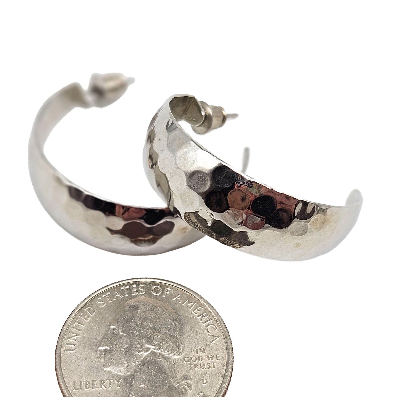 Vintage Archives: Hammered Silver Hoop Earrings