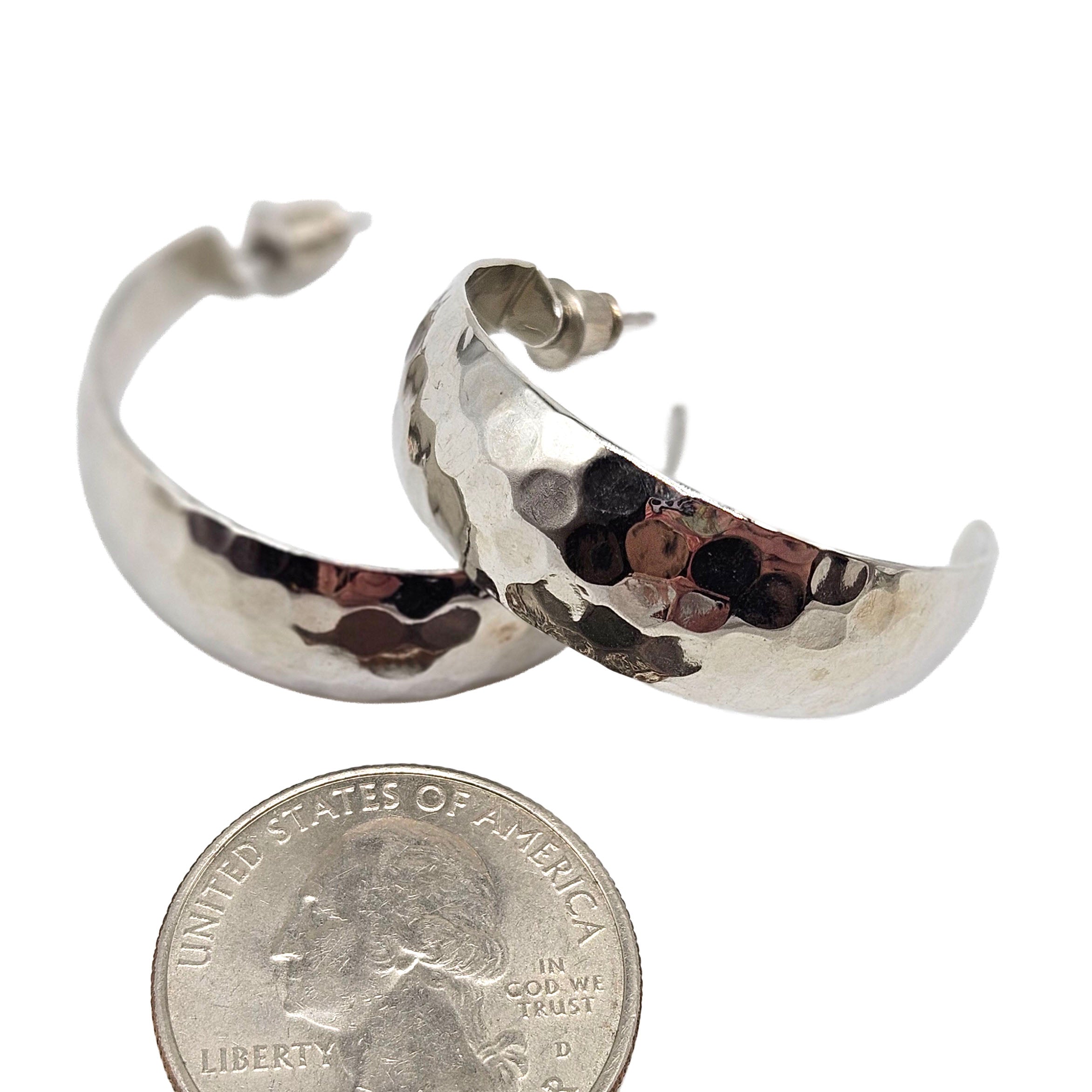 Vintage Archives: Hammered Silver Hoop Earrings