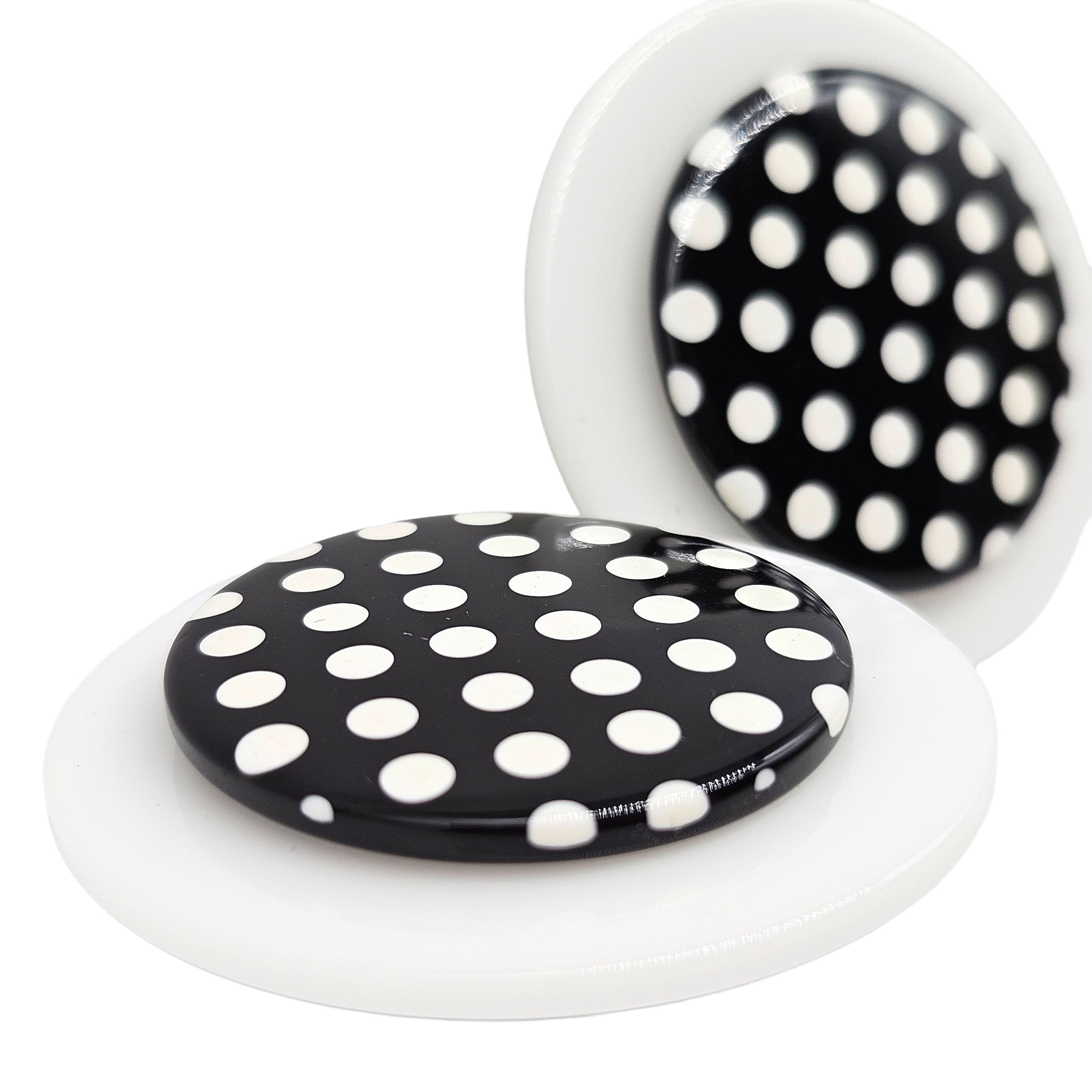 Vintage Archives: Black Polka Dot Clip-On Earrings