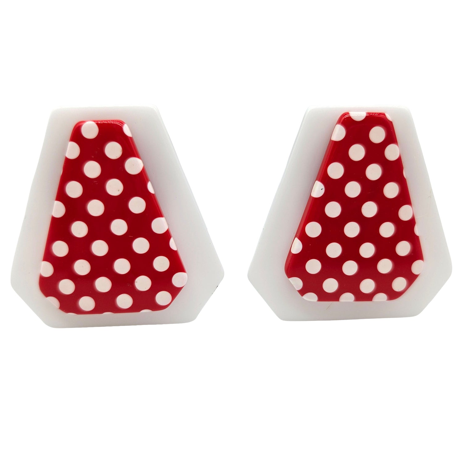 Vintage Archives: Red Polka Dot Trapezoid Clip-On Earrings