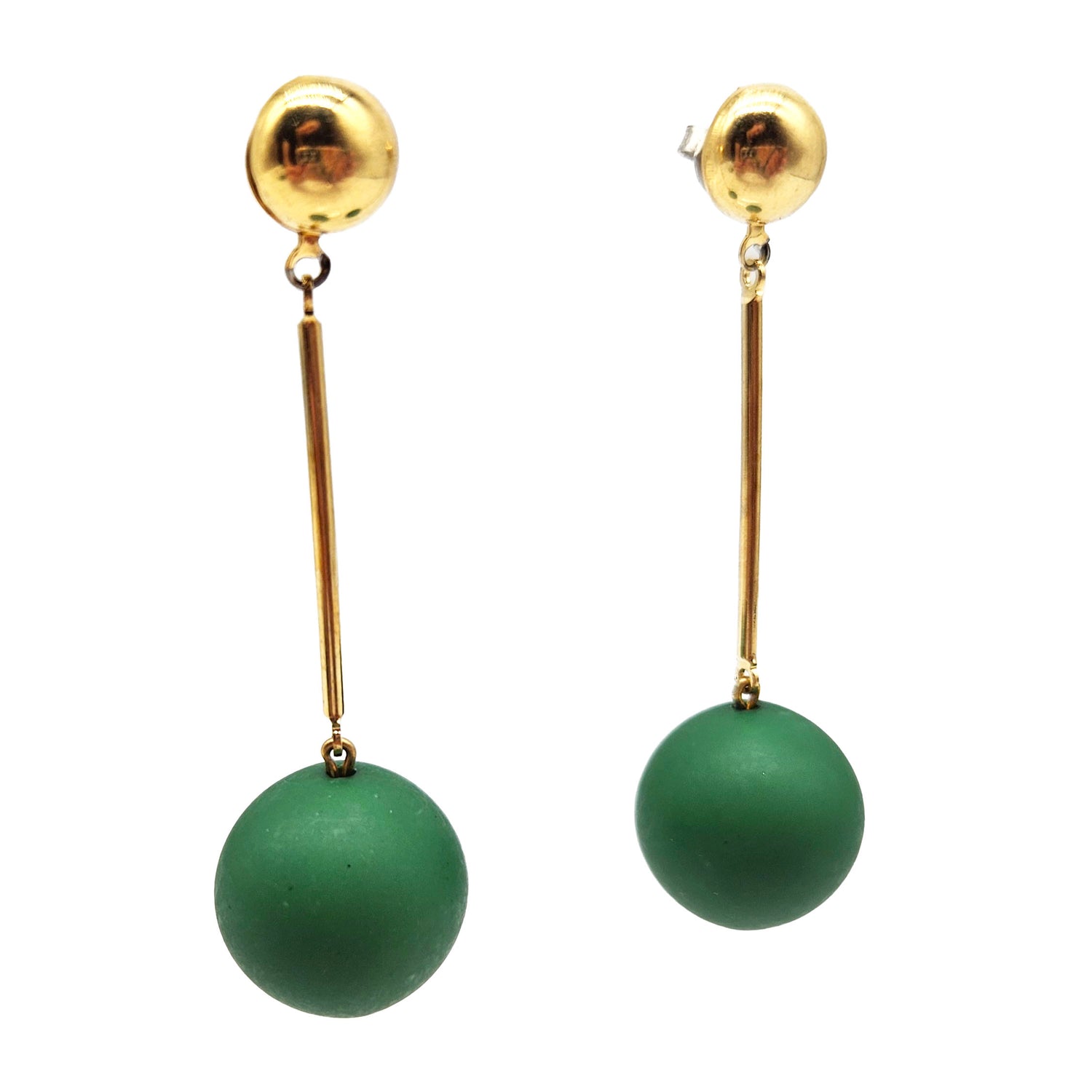 Vintage Archives: Green Ball Drop Earrings