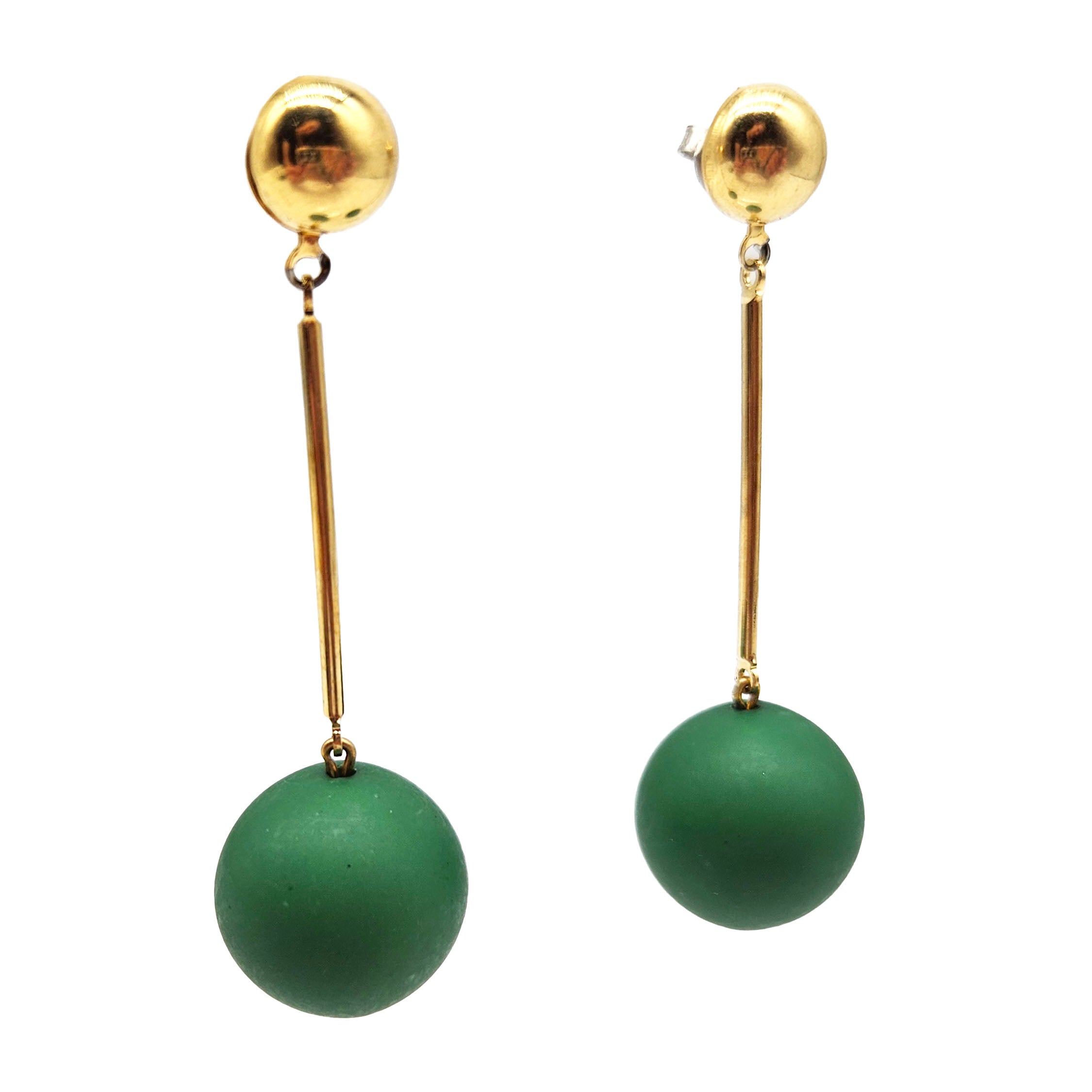Vintage Archives: Green Ball Drop Earrings