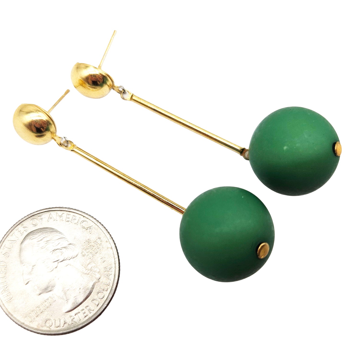 Vintage Archives: Green Ball Drop Earrings