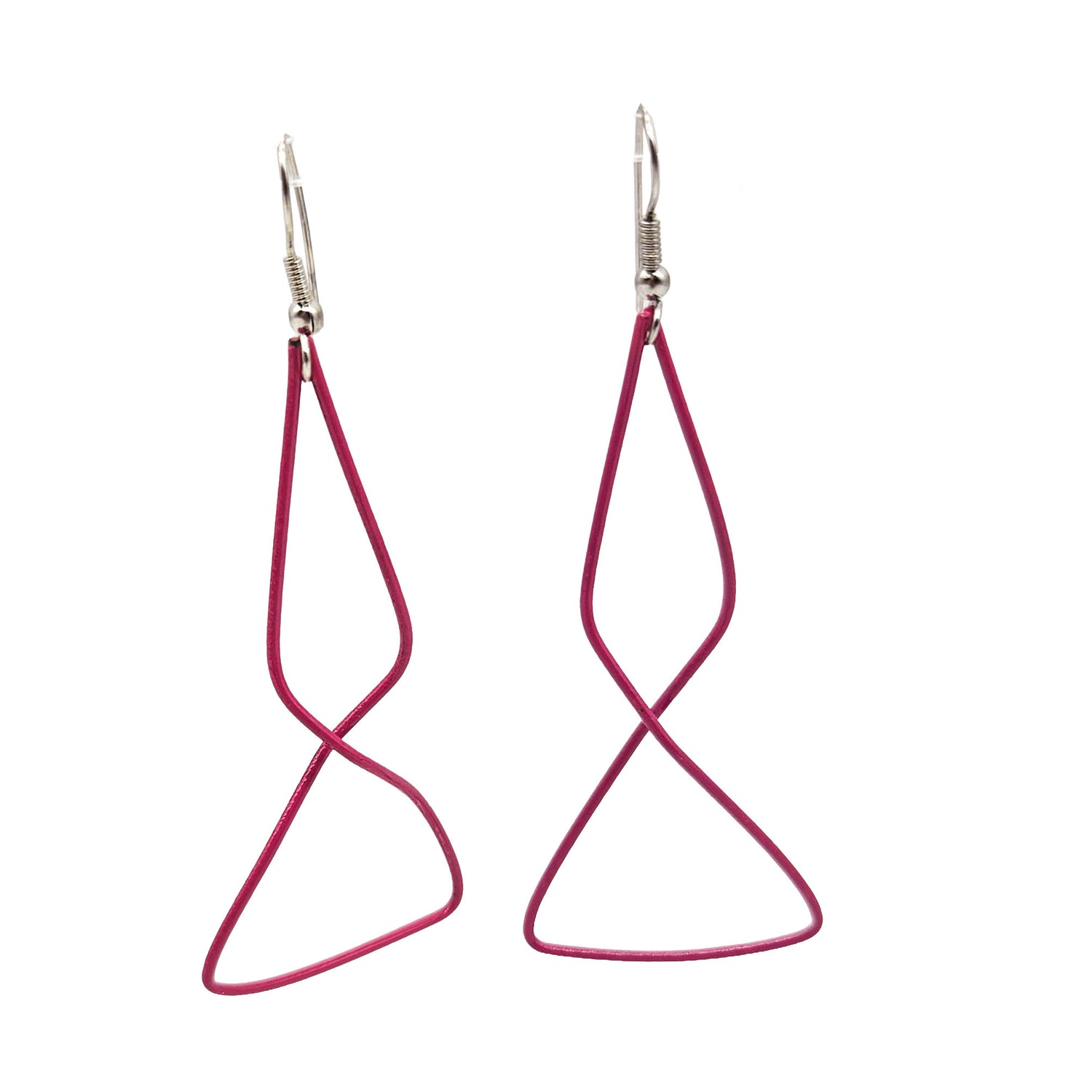 Vintage Archives: Magenta Sculptural Wire Drop Earrings
