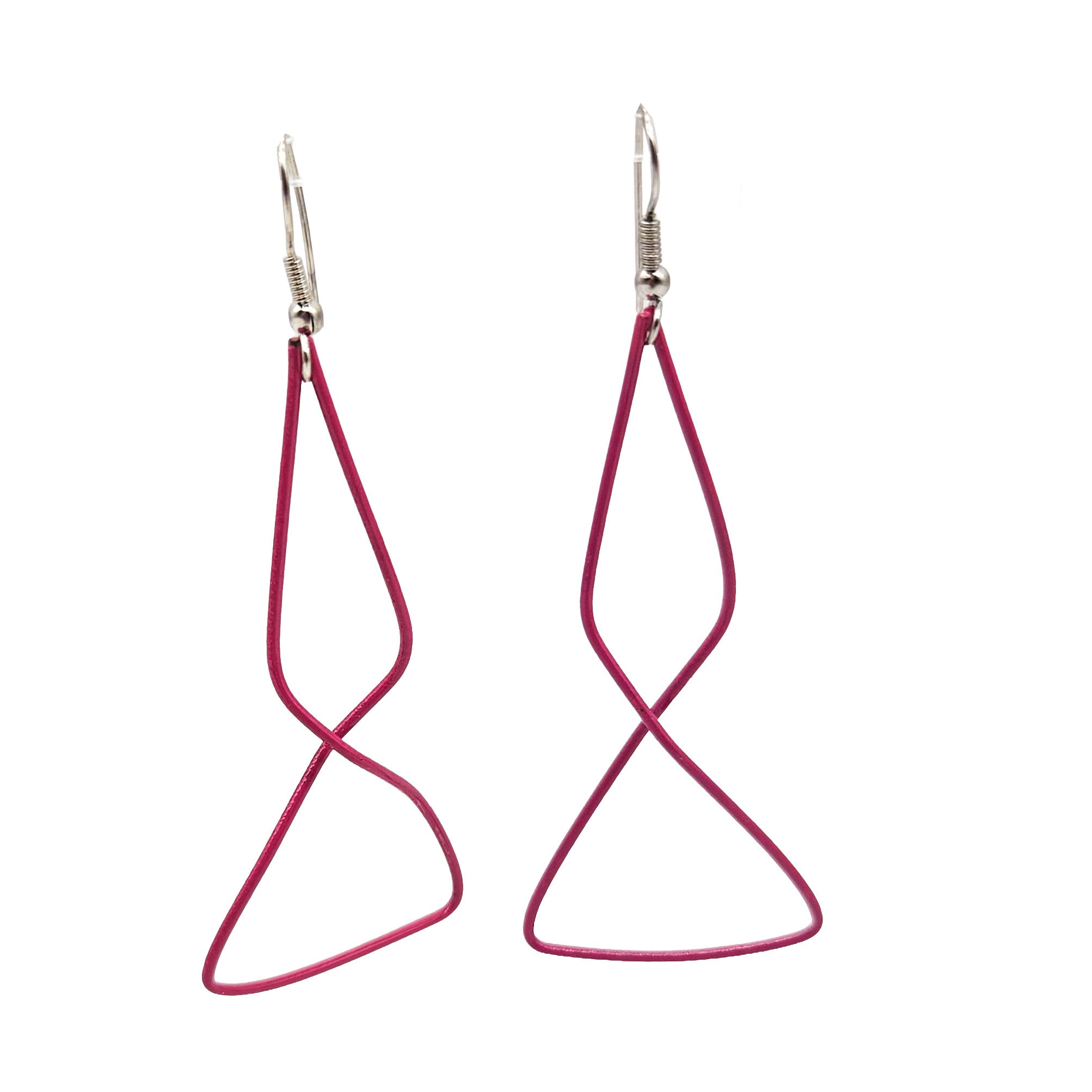 Vintage Archives: Magenta Sculptural Wire Drop Earrings