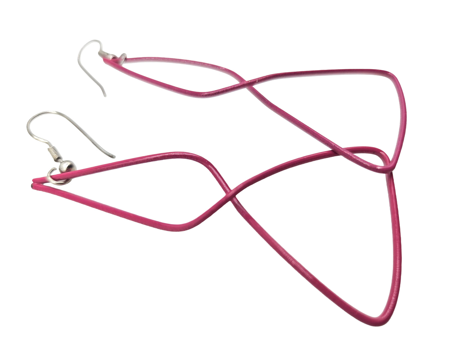 Vintage Archives: Magenta Sculptural Wire Drop Earrings