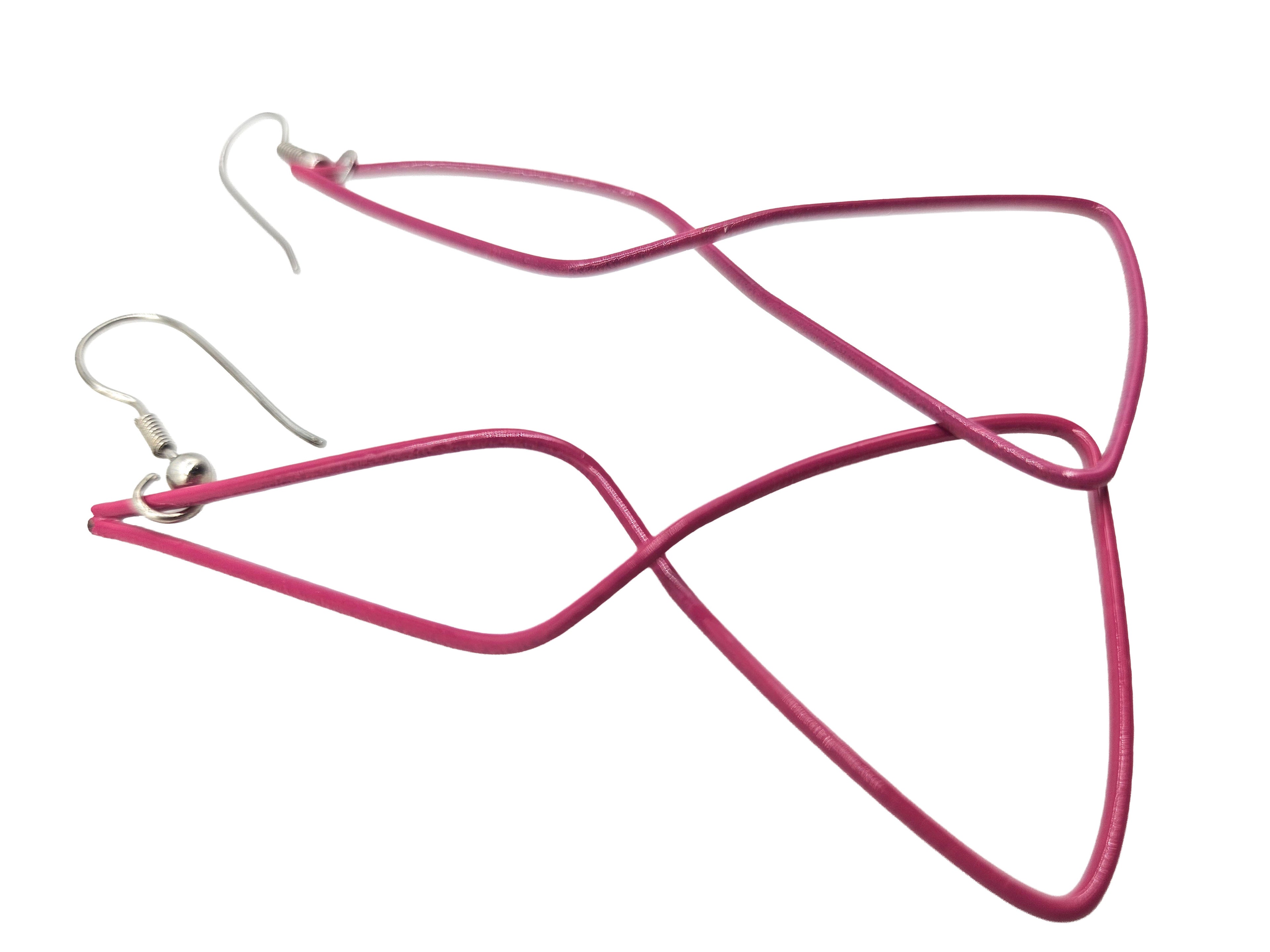 Vintage Archives: Magenta Sculptural Wire Drop Earrings