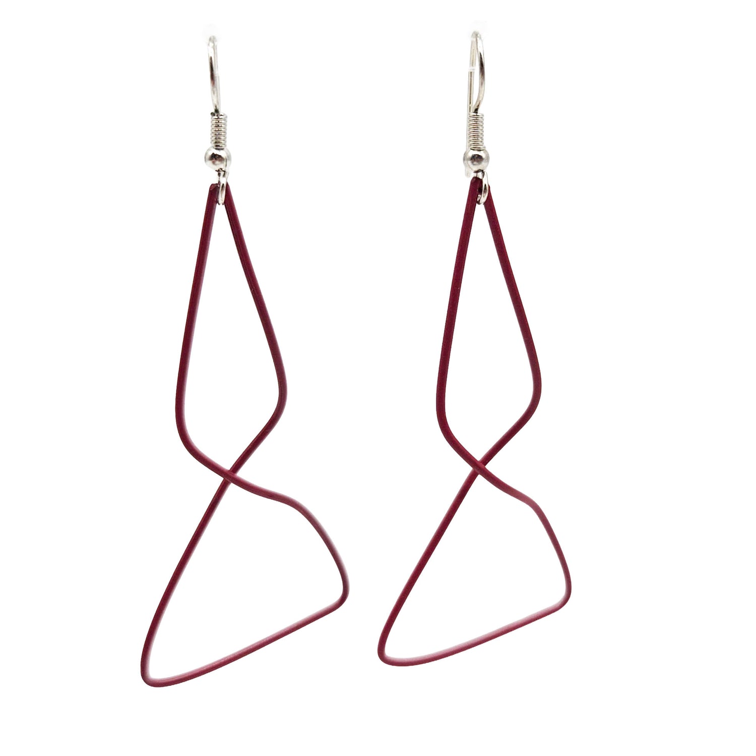 Vintage Archives: Magenta Sculptural Wire Drop Earrings