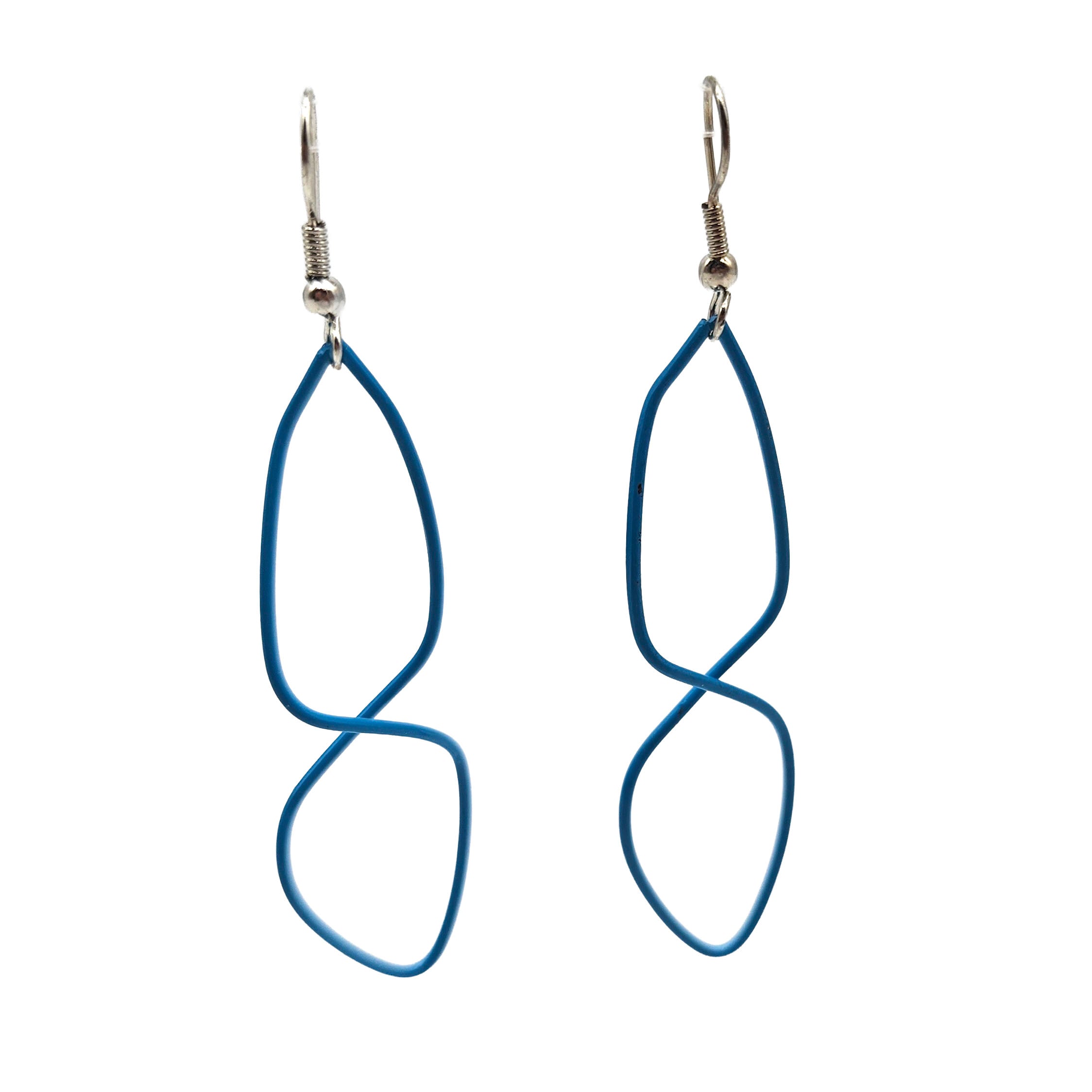 Vintage Archives: Blue Sculptural Wire Drop Earrings