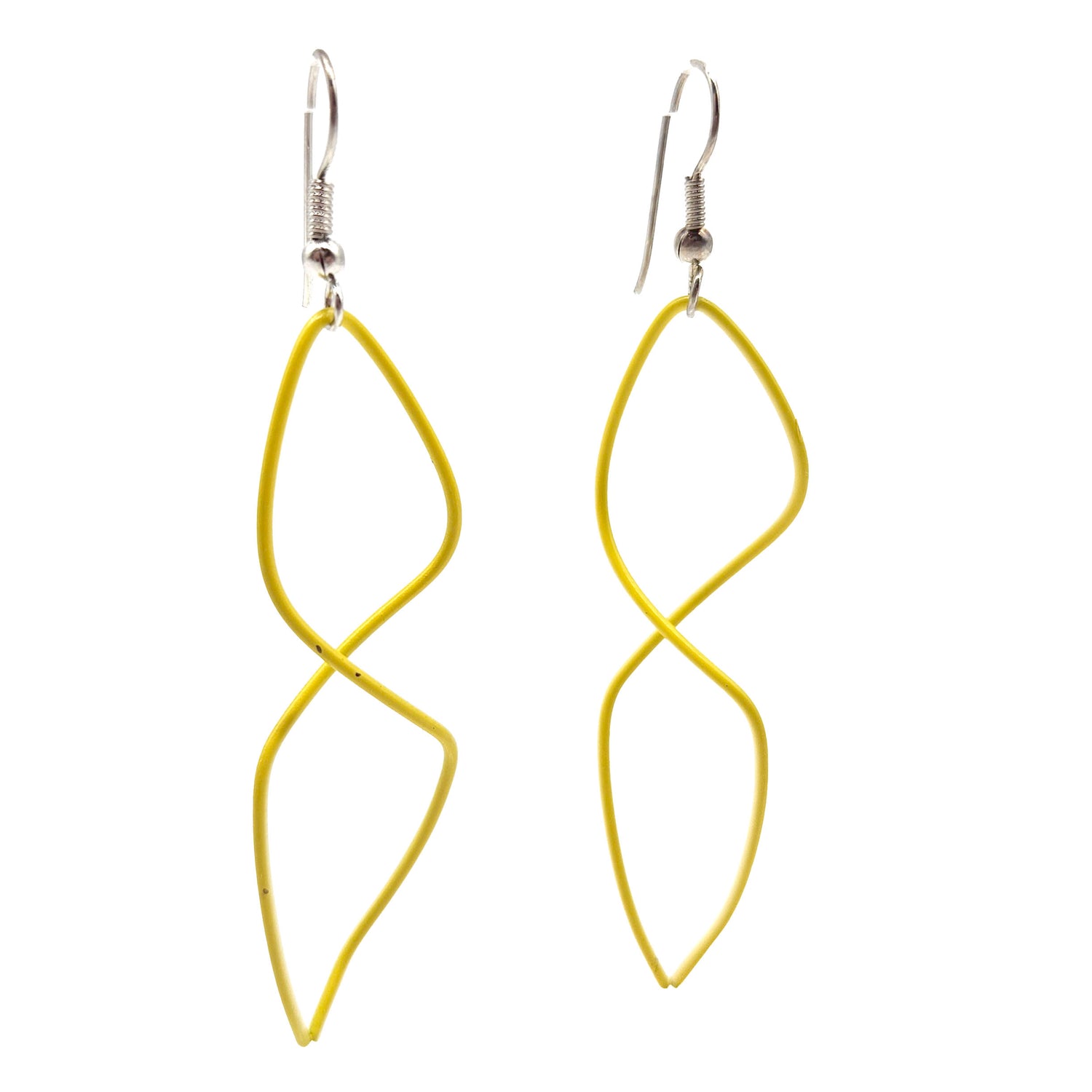 Vintage Archives: Yellow Sculptural Wire Drop Earrings