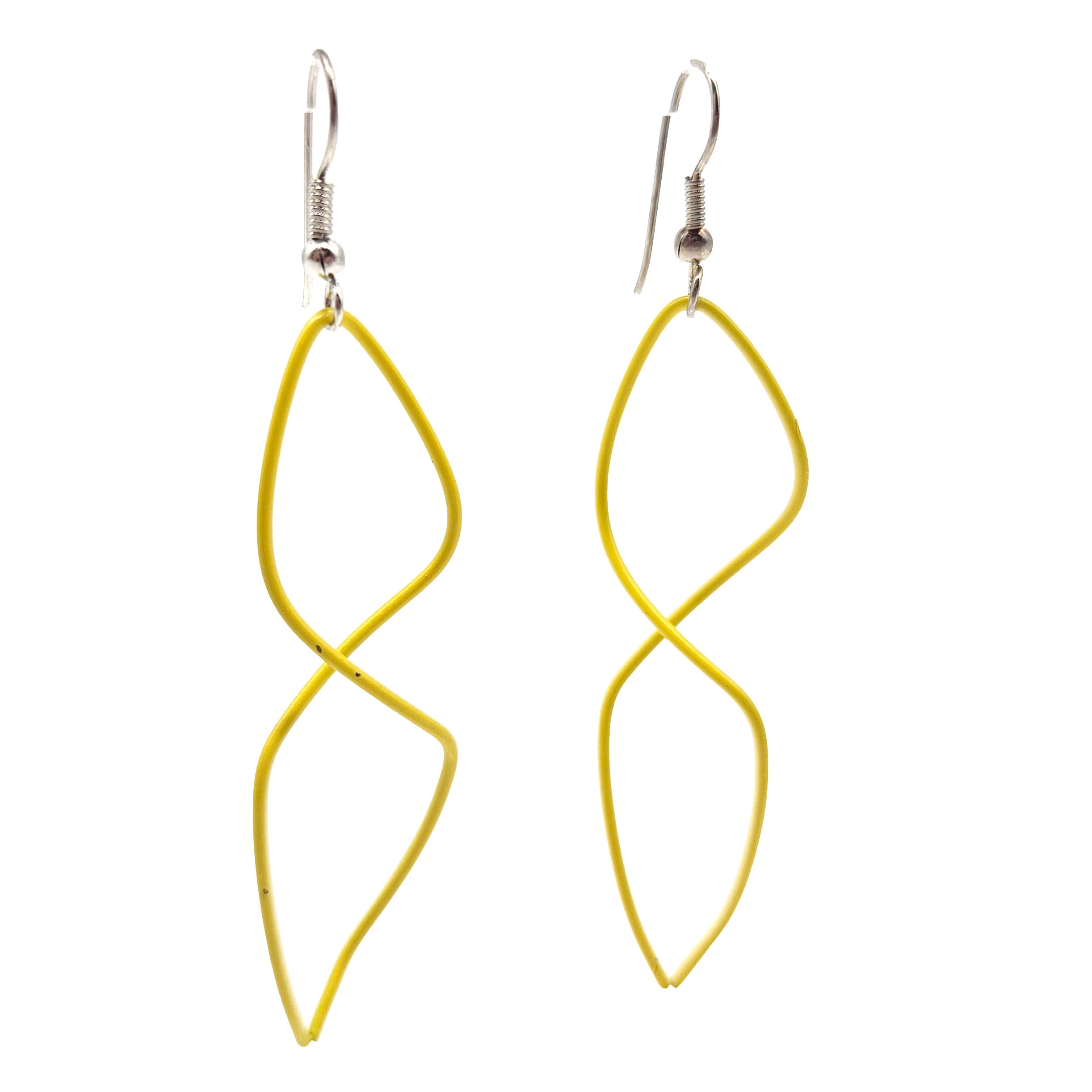 Vintage Archives: Yellow Sculptural Wire Drop Earrings