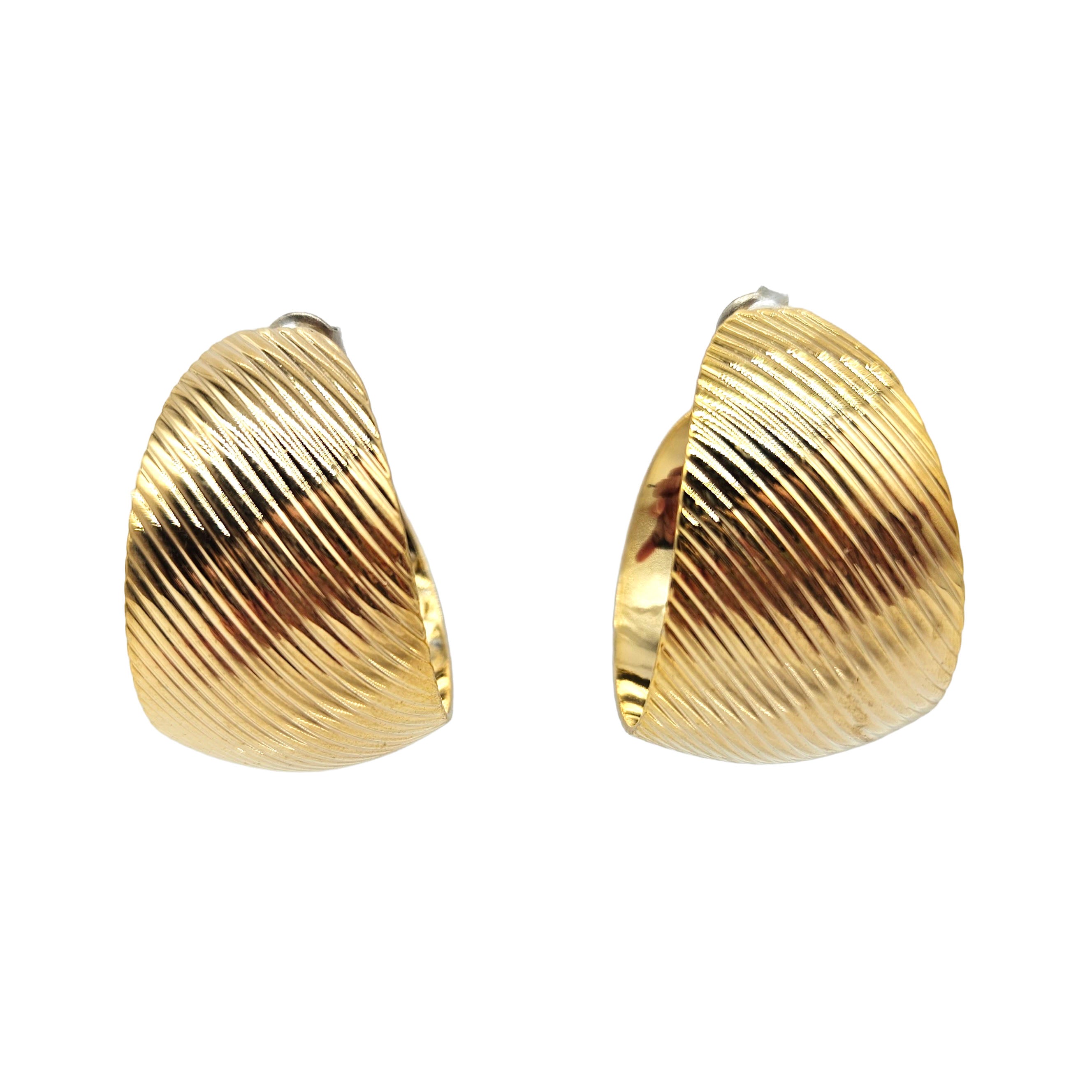 Vintage Archives: Ridged Gold Domed Hoop Earrings