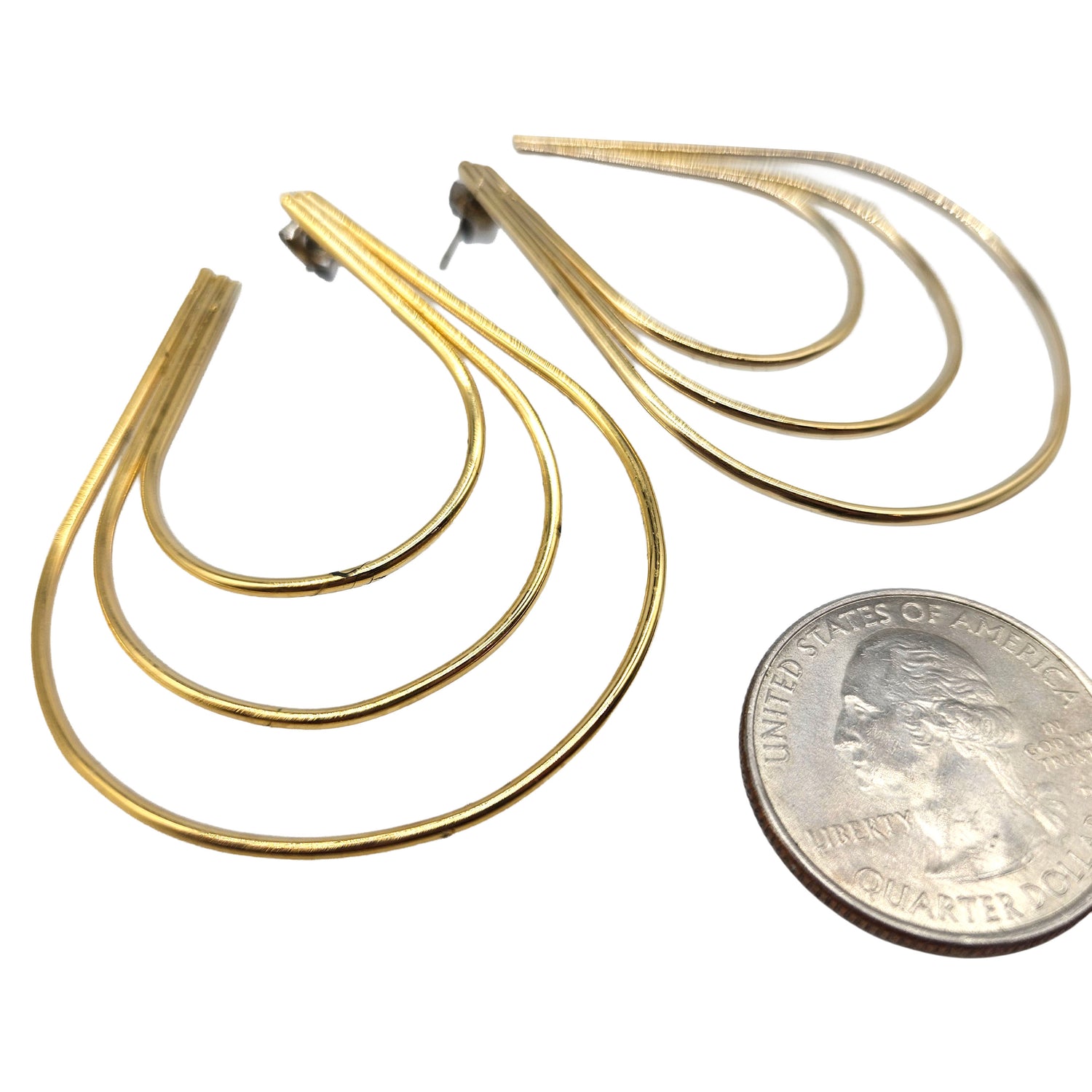 Vintage Archives: Gold Triple Teardrop Hoop Earrings