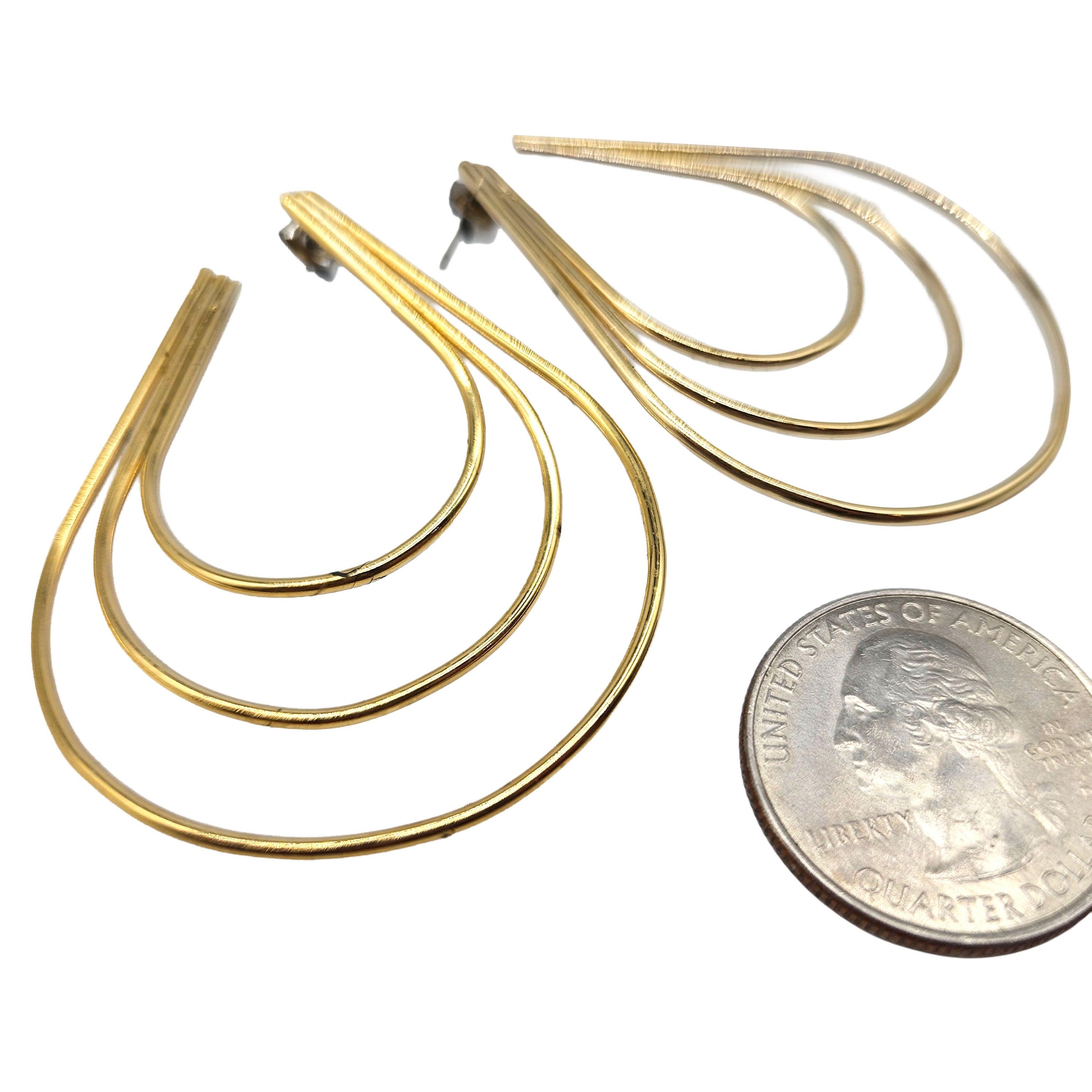 Vintage Archives: Gold Triple Teardrop Hoop Earrings