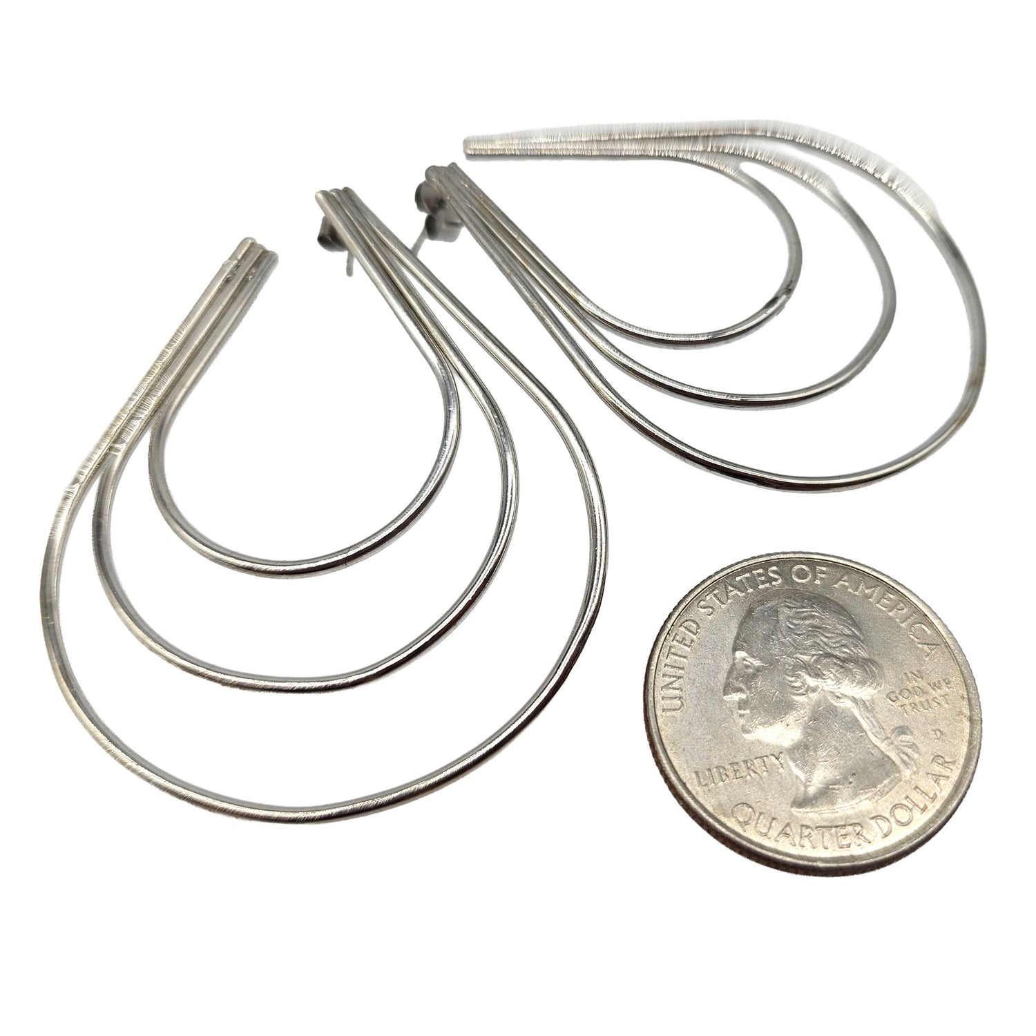 Vintage Archives: Silver Triple Teardrop Hoop Earrings