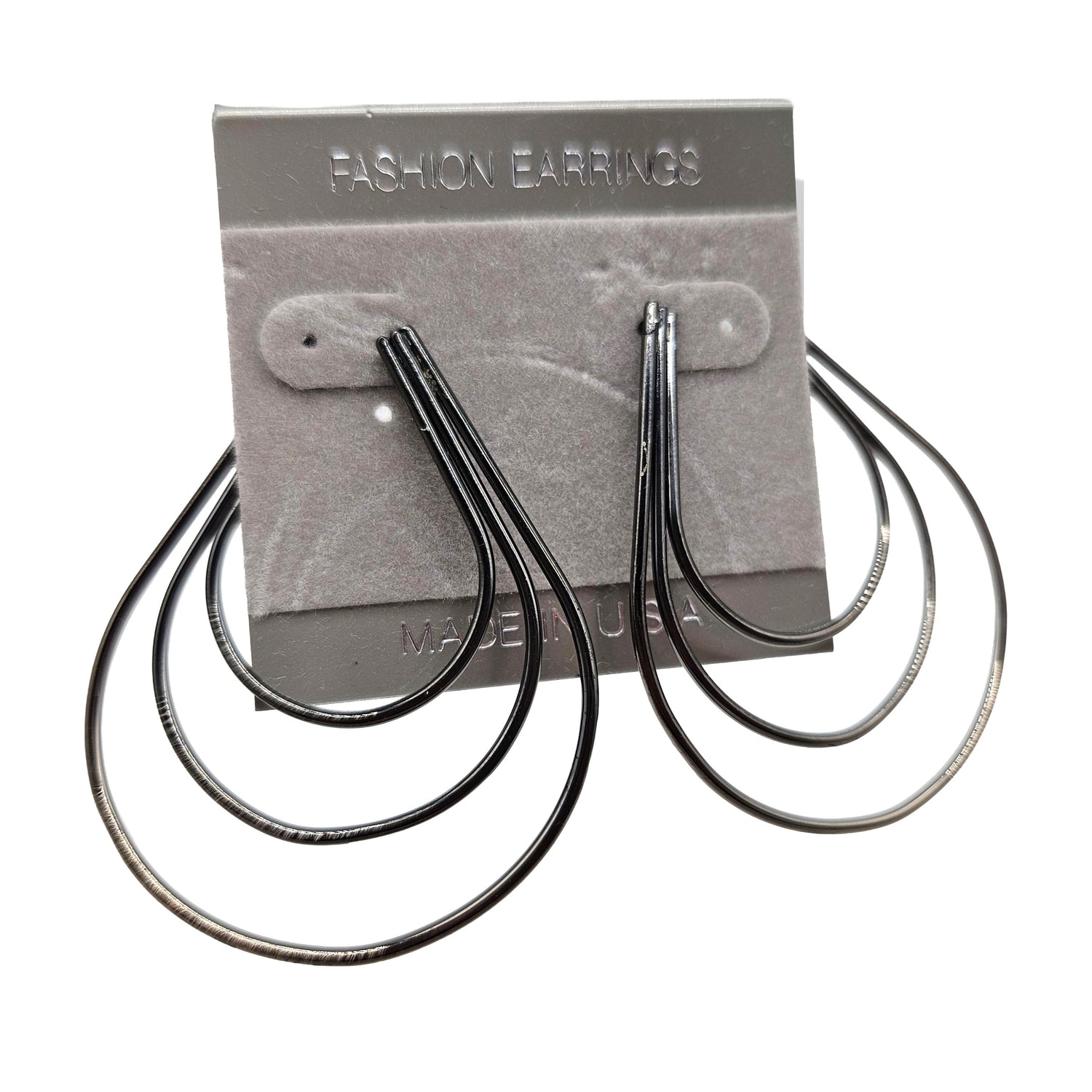 Vintage Archives: Black Triple Teardrop Hoop Earrings