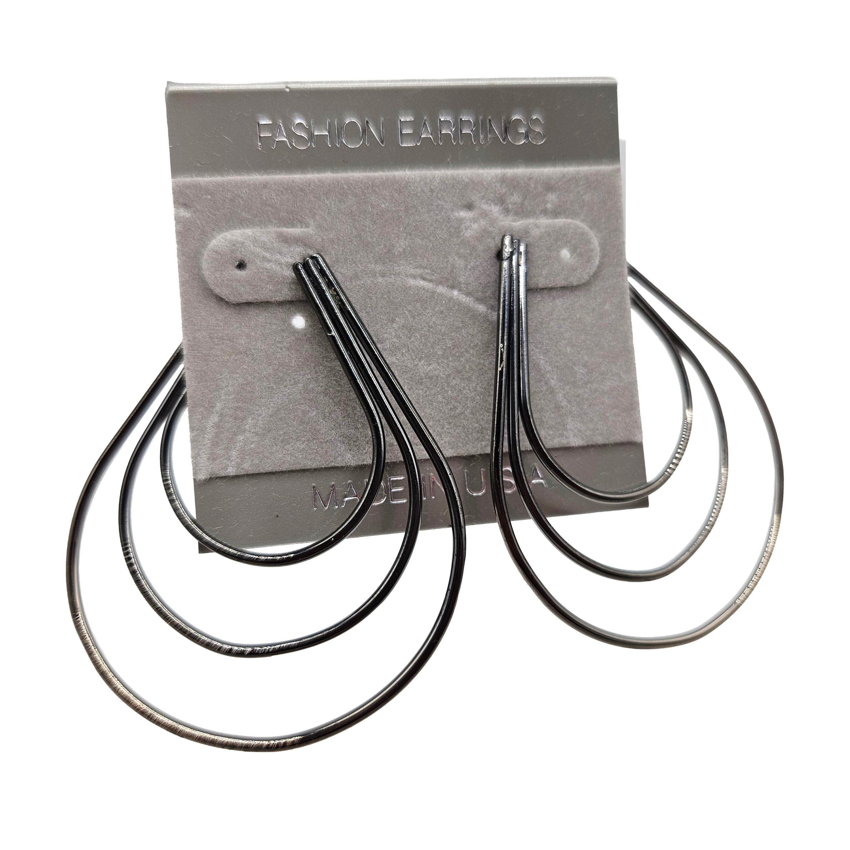 Vintage Archives: Black Triple Teardrop Hoop Earrings