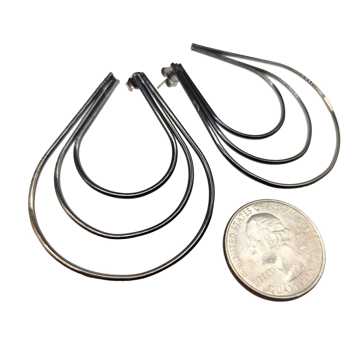 Vintage Archives: Black Triple Teardrop Hoop Earrings