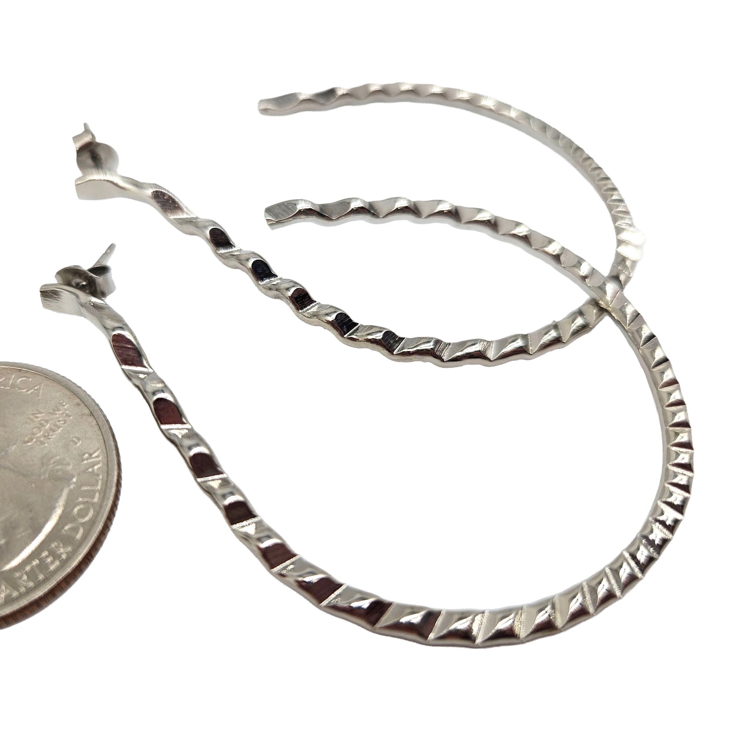 Vintage Archives: Textured Silver Hoop Earrings