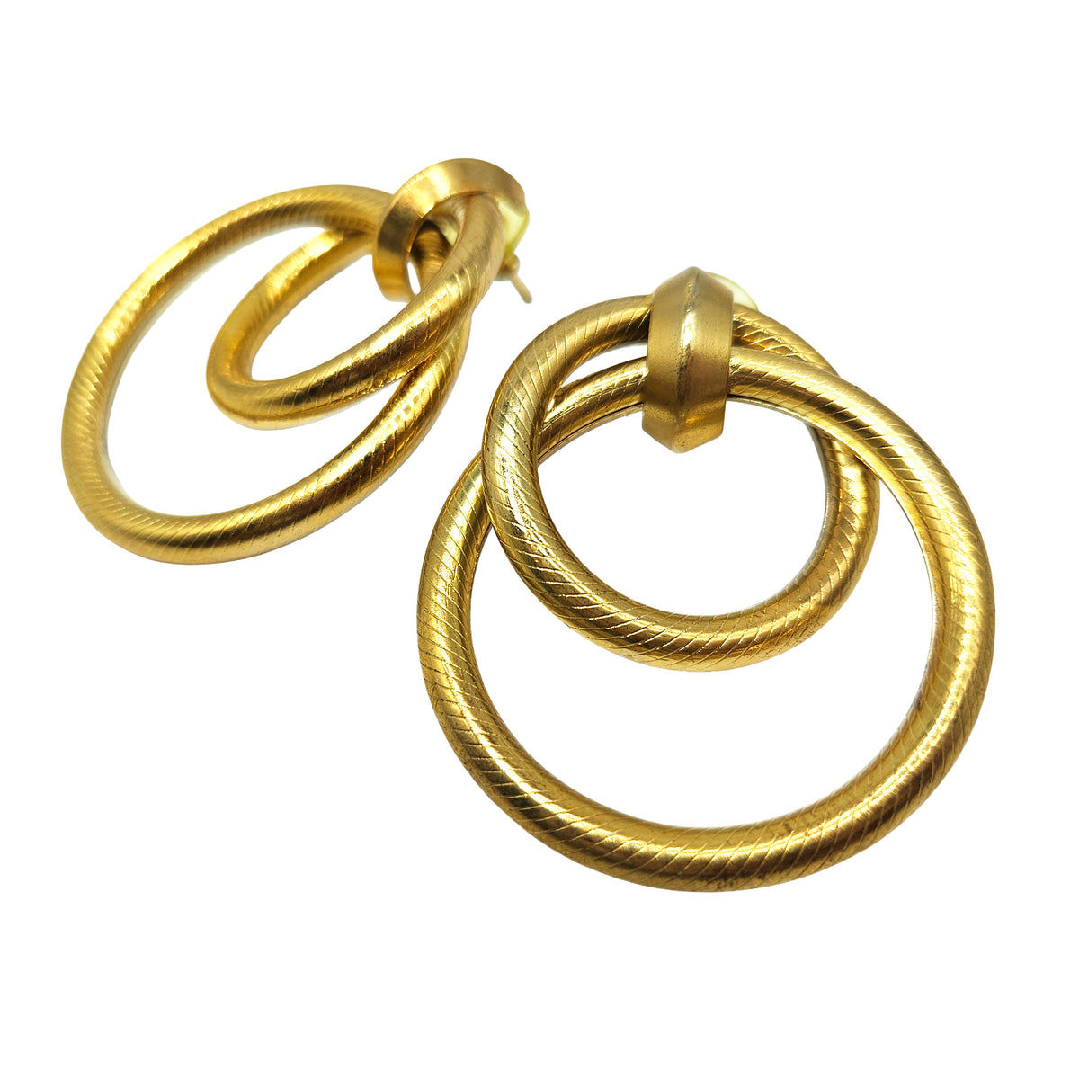 Vintage Archives: Double Orbit Gold Earrings