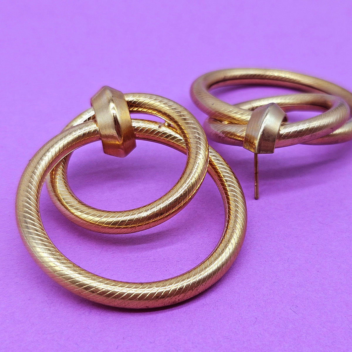 Vintage Archives: Double Orbit Gold Earrings