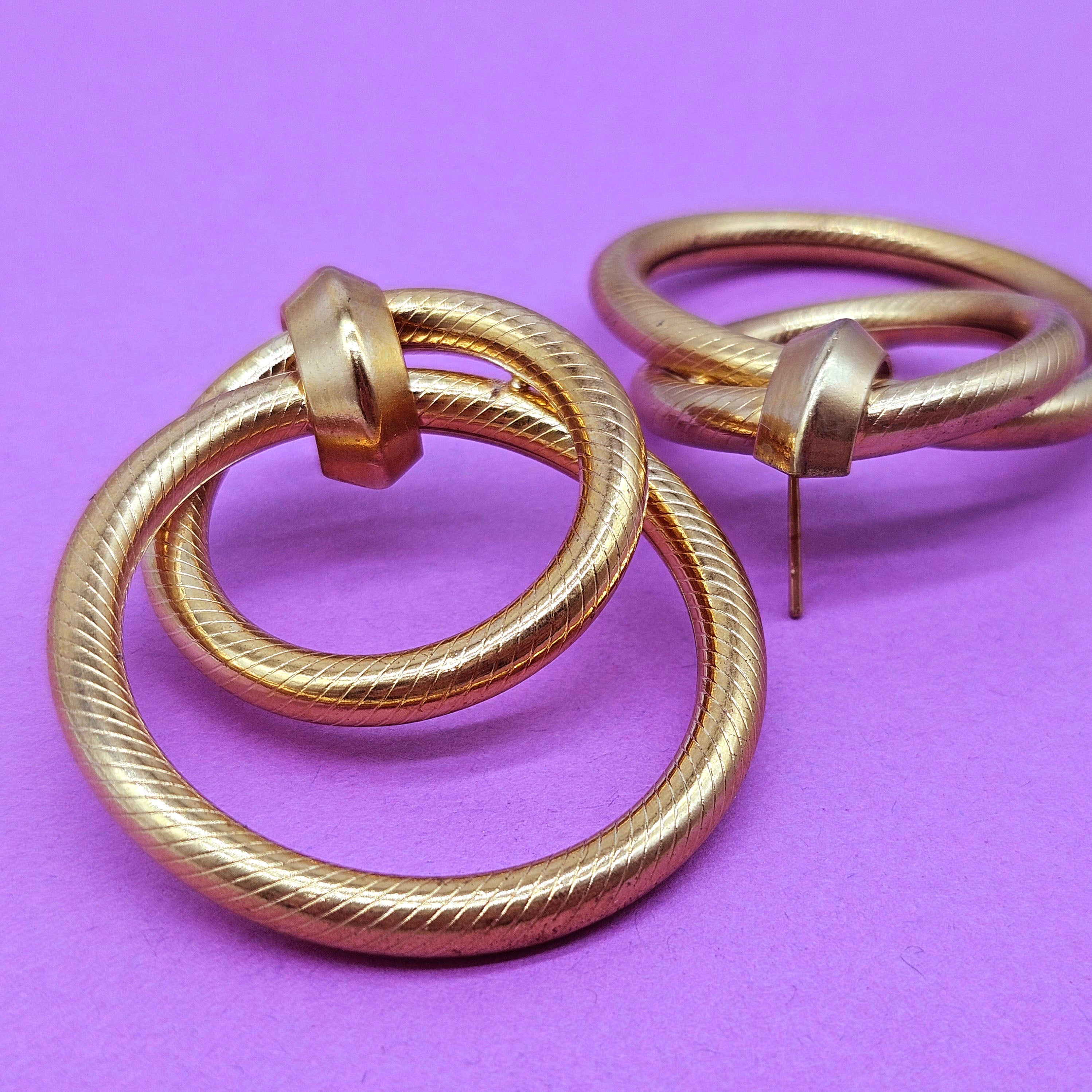 Vintage Archives: Double Orbit Gold Earrings