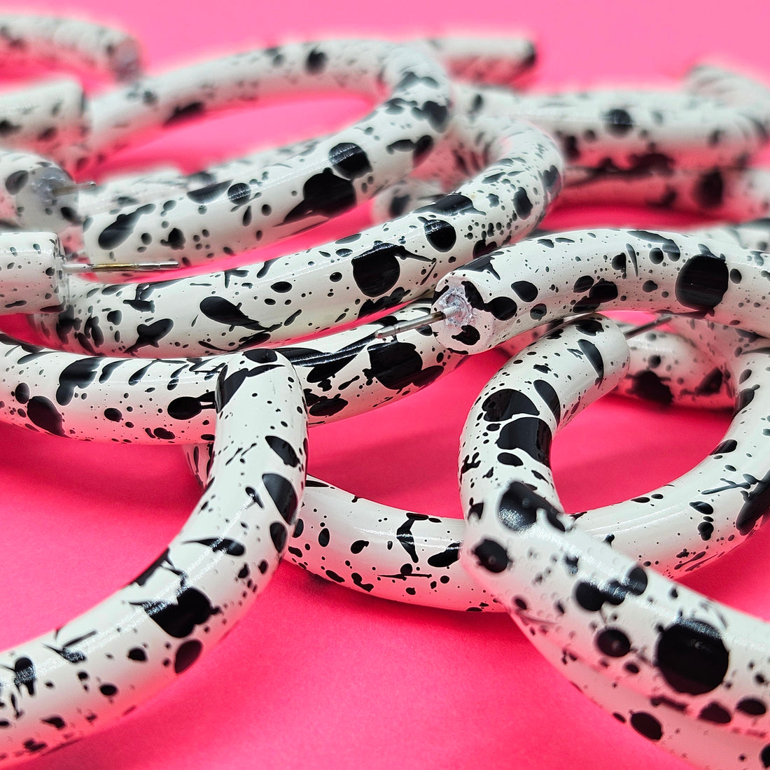 Vintage Archives: Ink Splatter Hoop Earrings