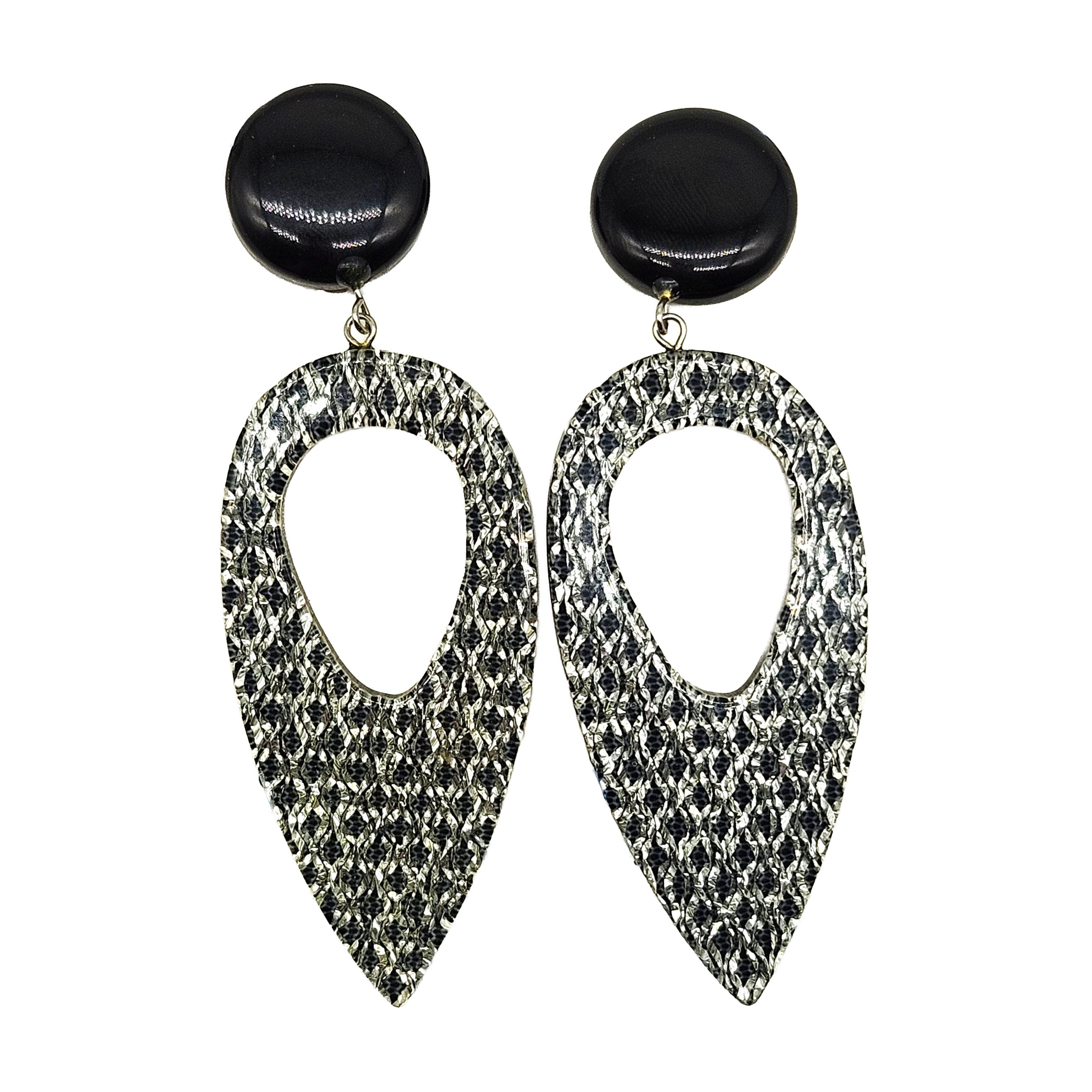 Vintage Archives: Silver Static Drop Clip On Earrings