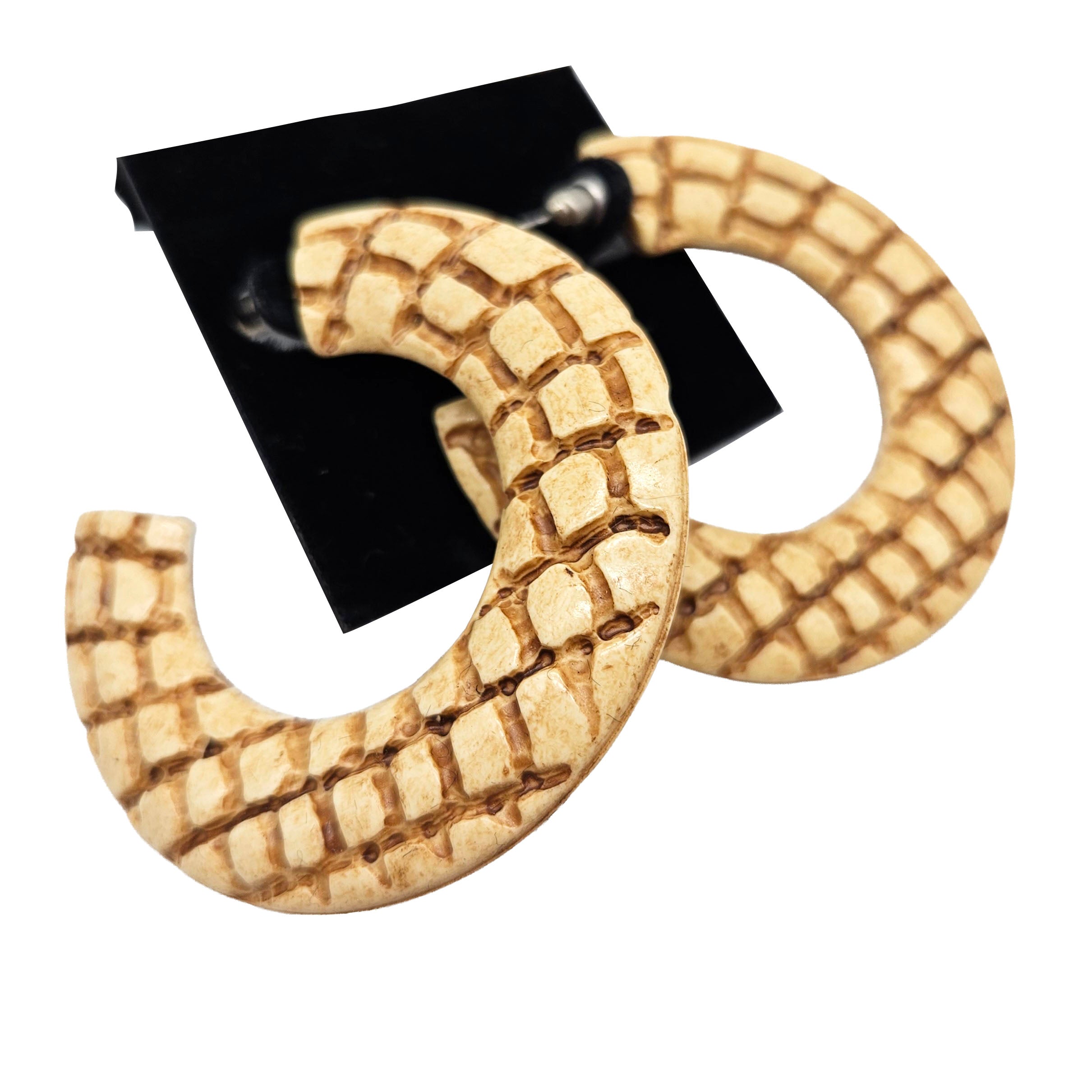 Vintage Archives: Carved Mosaic Hoop Earrings